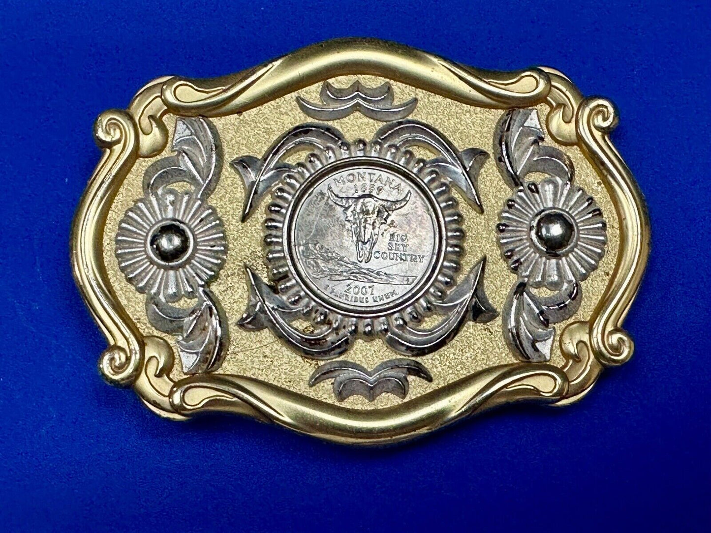 2007 Montana State Quarter Dollar Coin Big Sky Country in quality belt buckle