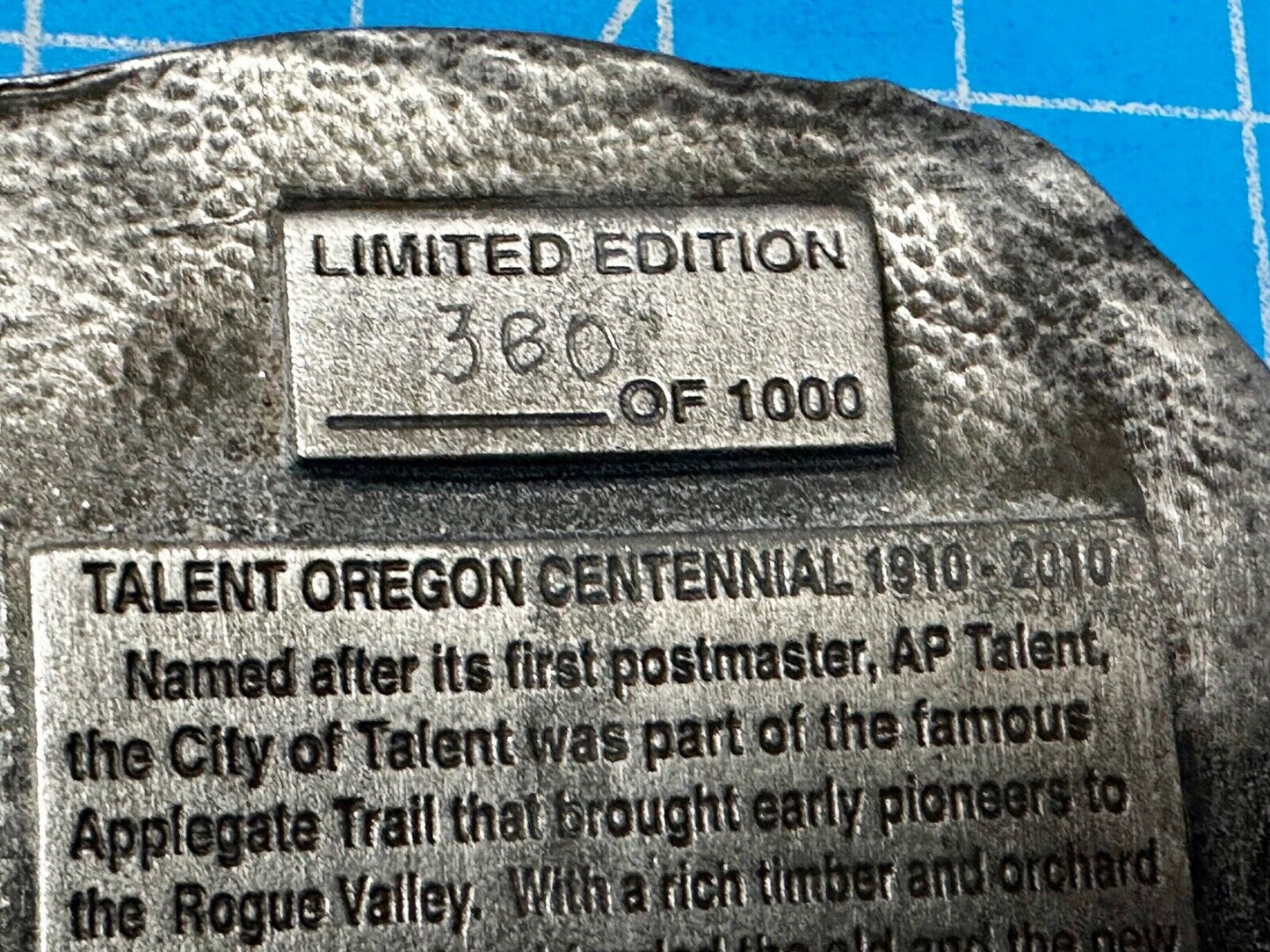 Talent Oregon 2010 Centennial Celebration Belt Buckle by Dakota Sales
