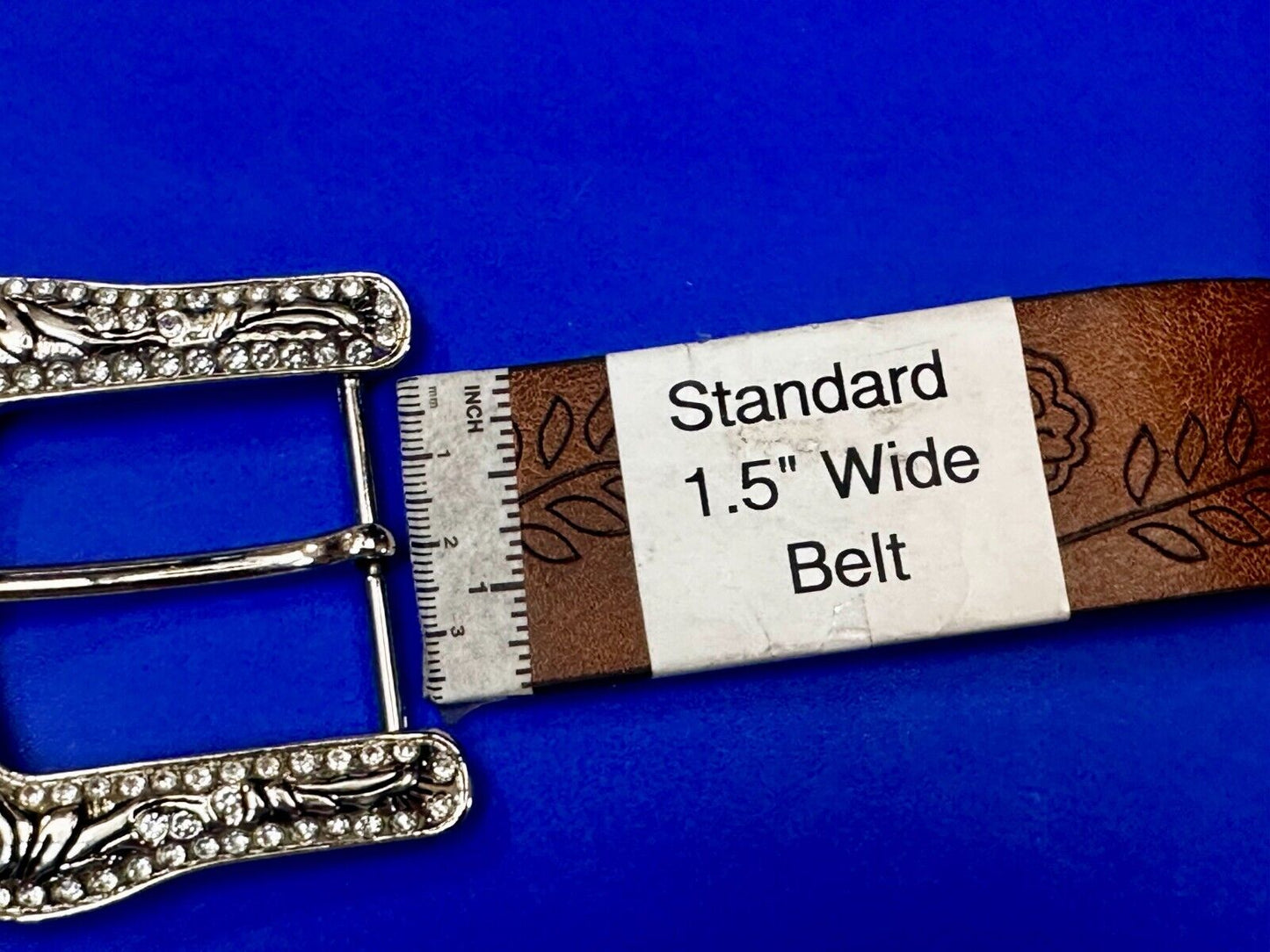 3" Wide Rhinestone Accented Ranger Style Replacement Silver Tone Belt Buckle