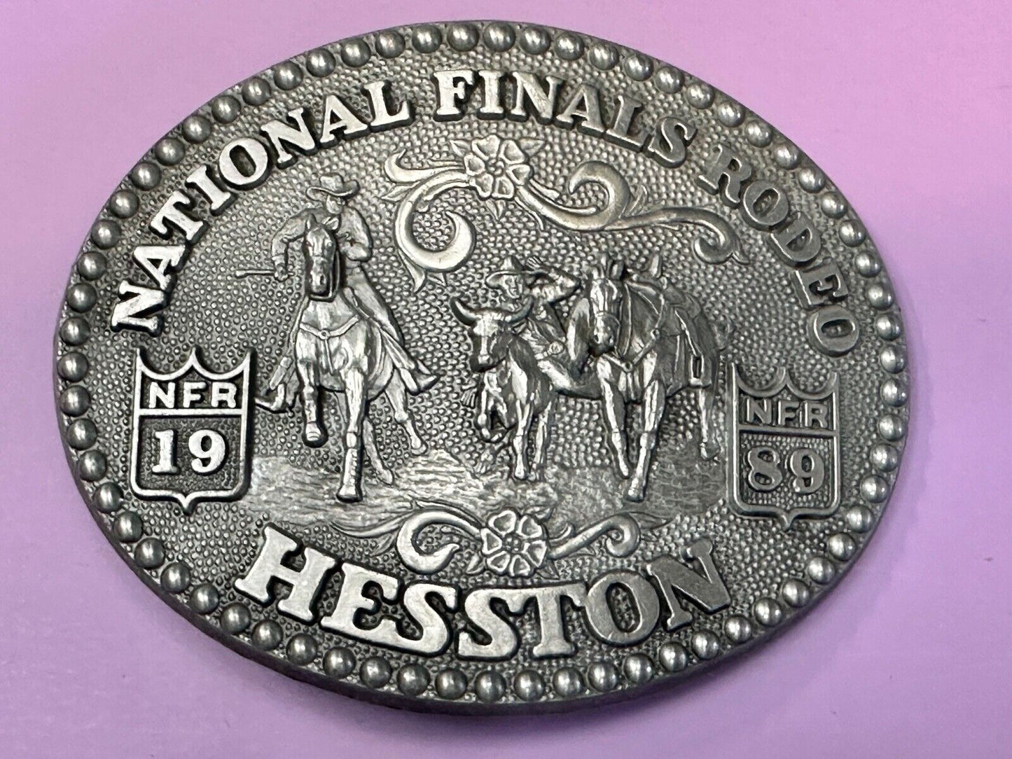 1989 National Finals Rodeo NFR Award Design Medals Belt Buckle