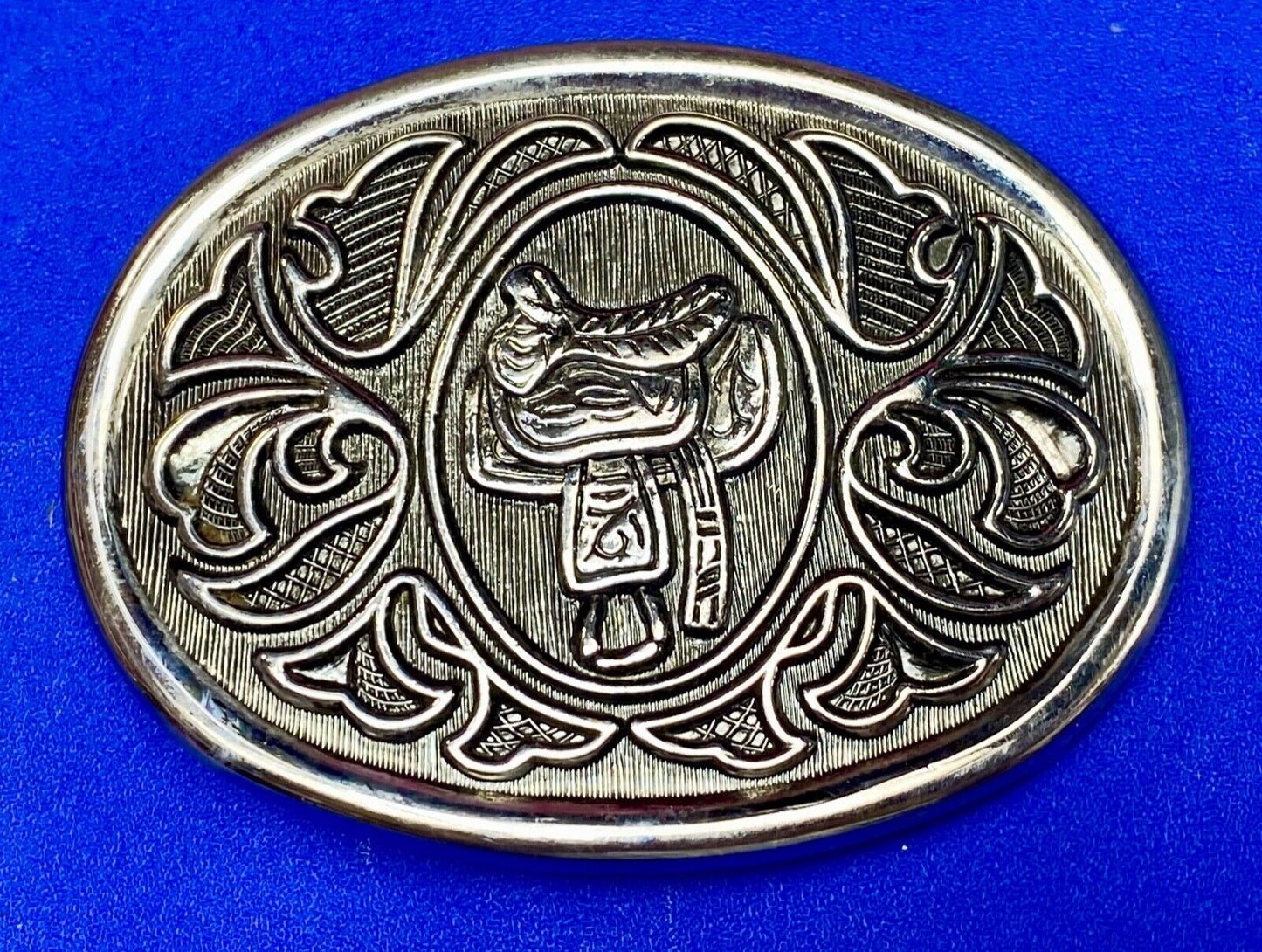 Avon Silver colored Western Saddle Belt Buckle For Any Belt up to 1 1/2 inches