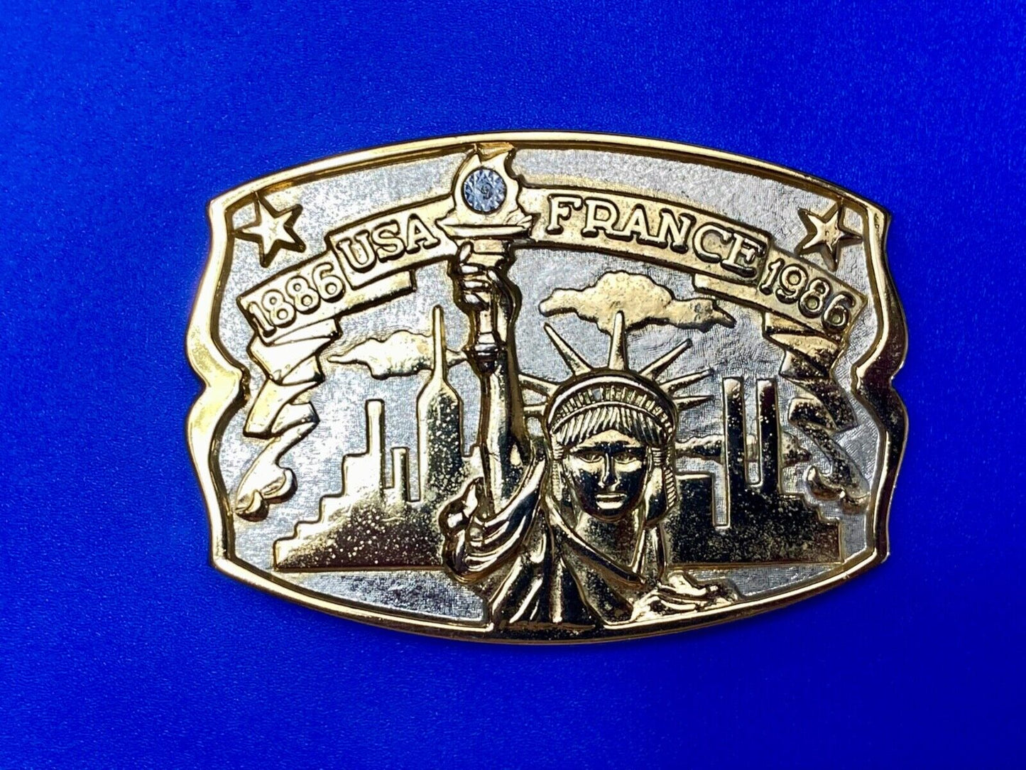 USA and France 100 year 1986 celebration Lady Liberty Hammond Mint belt buckle