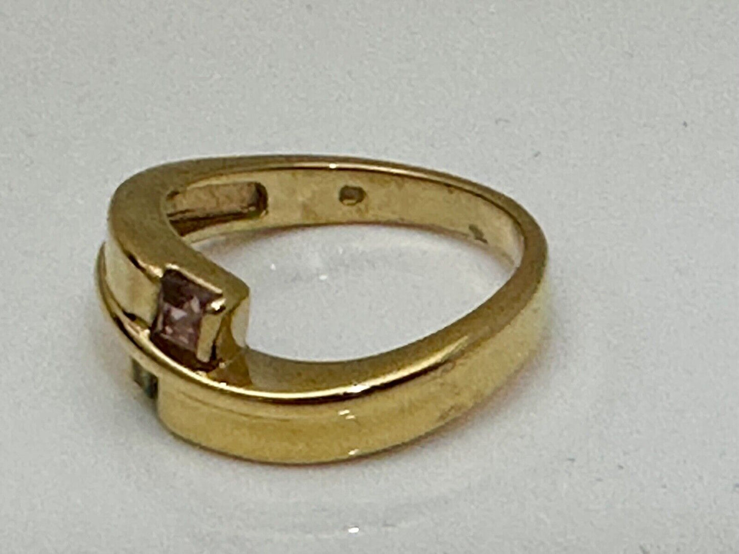 18K Gold Amethyst Peridot Princes Cut Channel Set Modern Wrap Ring Sz 6 3.05g