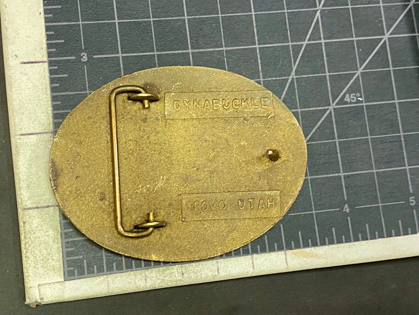 Vintage Rockmount Research And Alloys Company Brass Belt Buckle By Dynabuckle