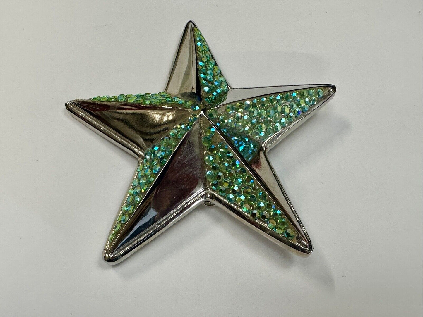 3D STAR dimensional vintage belt buckle by silver star - missing rhinestone's