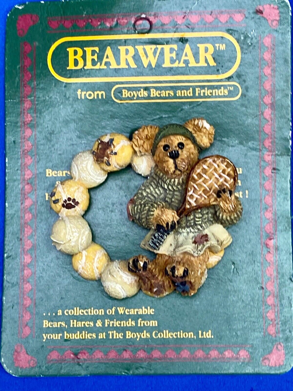 Tennis Racket Ball Game Boyds Bears & Friends Bearware Collection Pin / Brooch