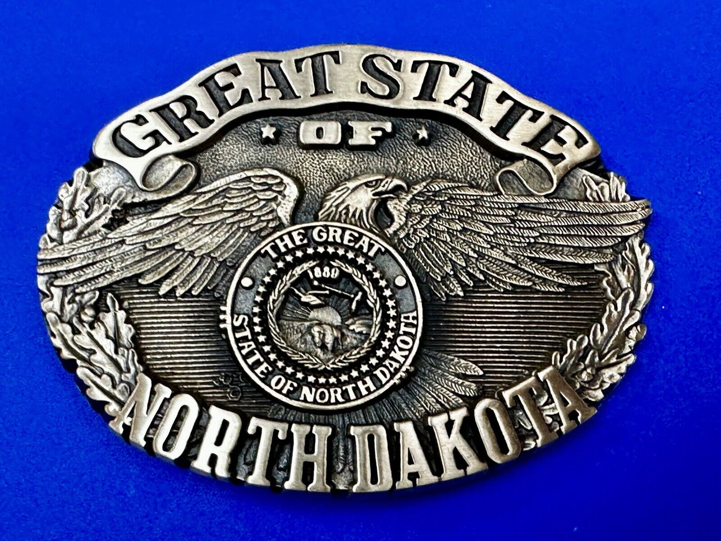 The Great State of North Dakota Vintage Award Design Medals 1st Edn Belt Buckle