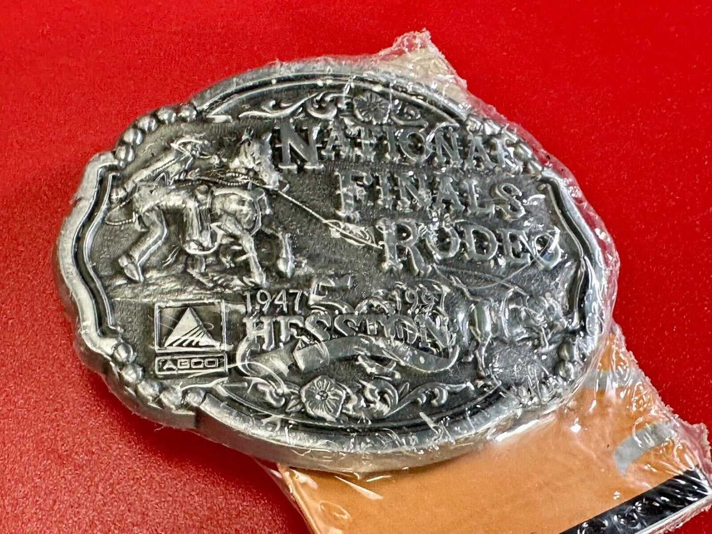 1997 Youth Sized Hesston National Finals Rodeo Bull Riding Cowboys belt buckle