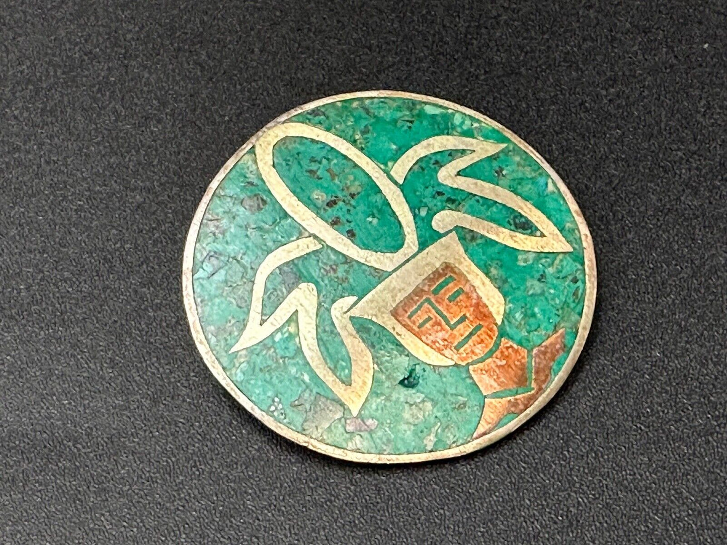 Beautiful Inlaid Person Figure Face sterling silver brooch - CPR Mexico 925