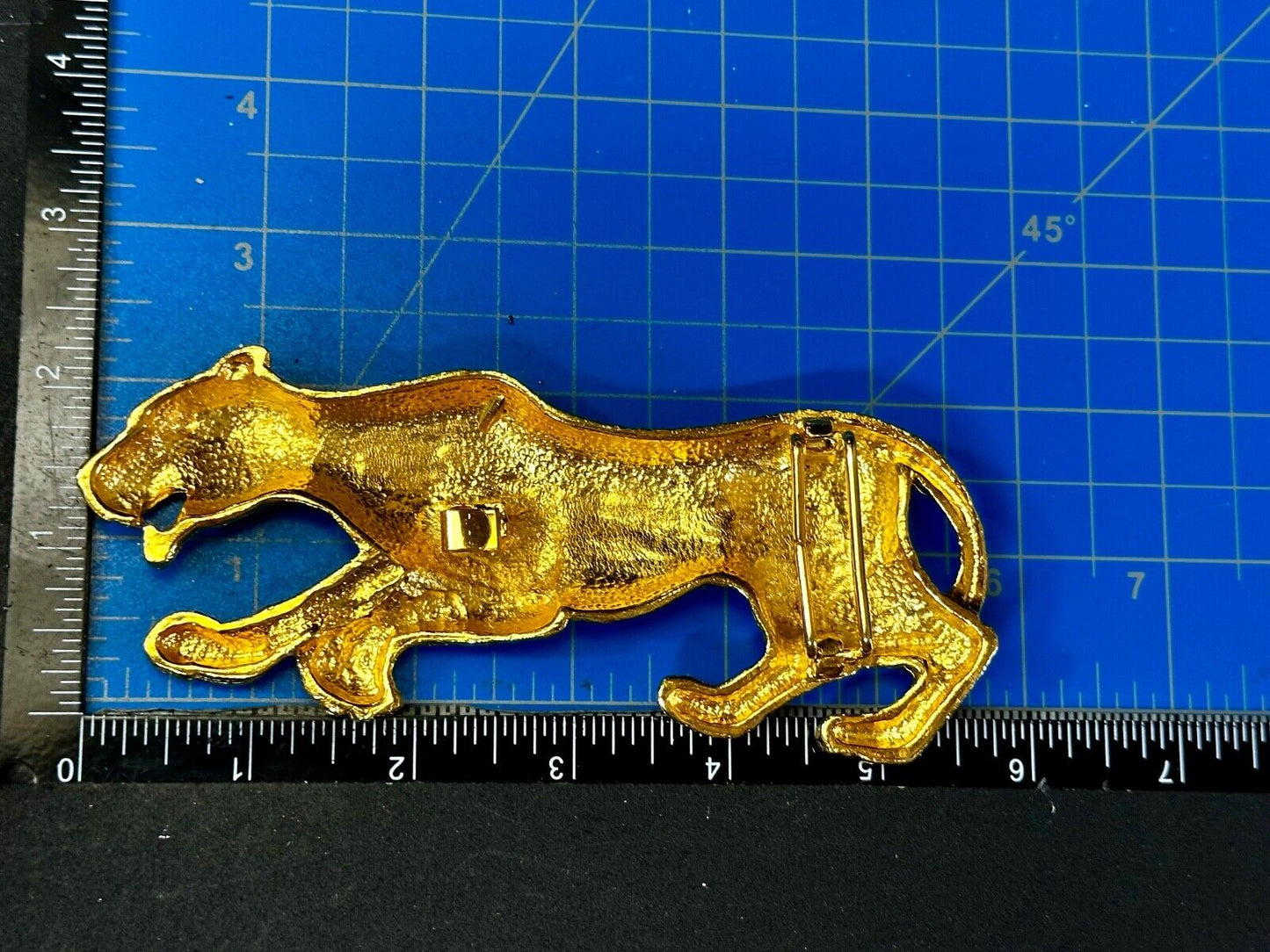 Badger? Leopard - Vintage Animal 6" Wide Gold Tone Vintage Belt Buckle