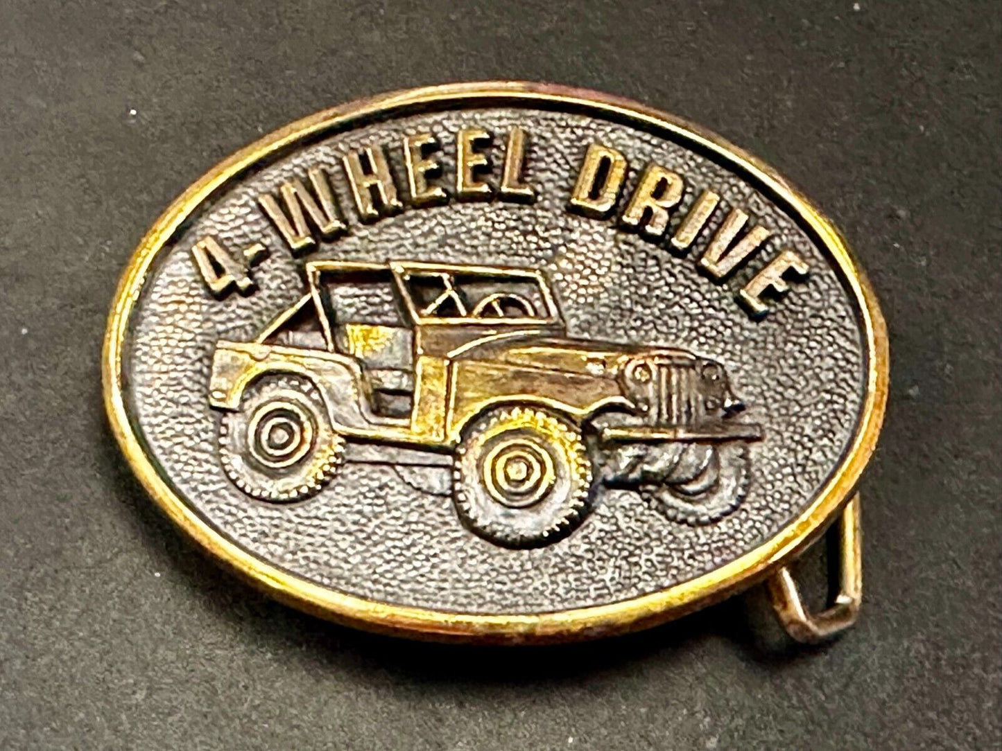 4-Wheel Drive ( Jeep ) 4x4 Off Road Solid Brass Vintage 1978 Belt Buckle by BTS