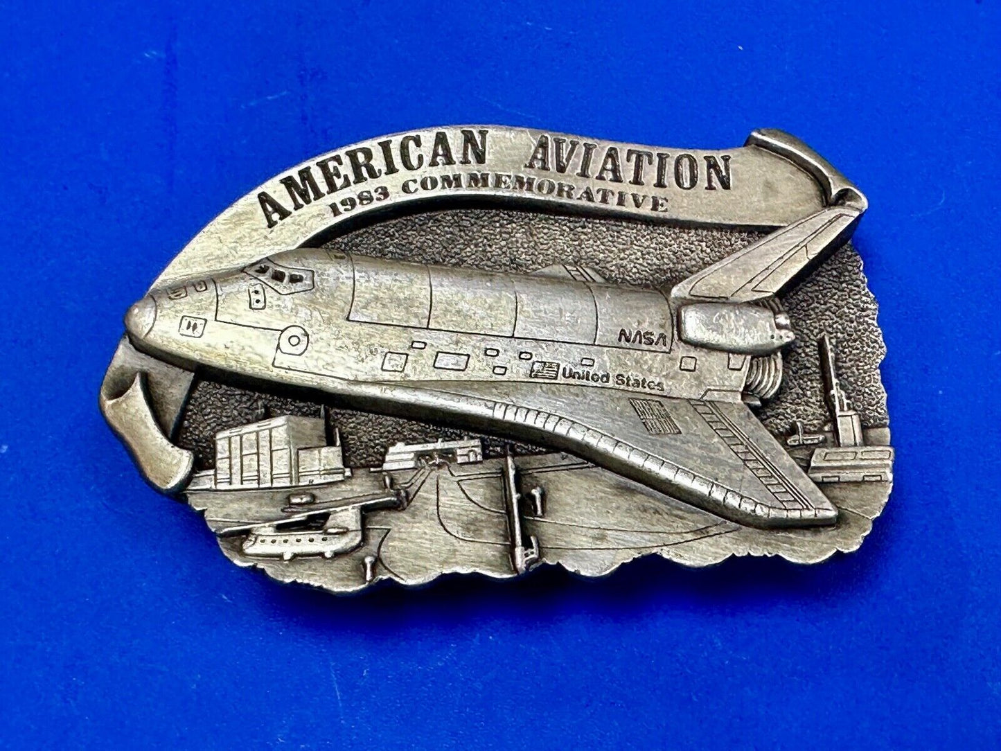 1983 American Aviation Commemorative Plane Pilots belt buckle by Arroyo Grande