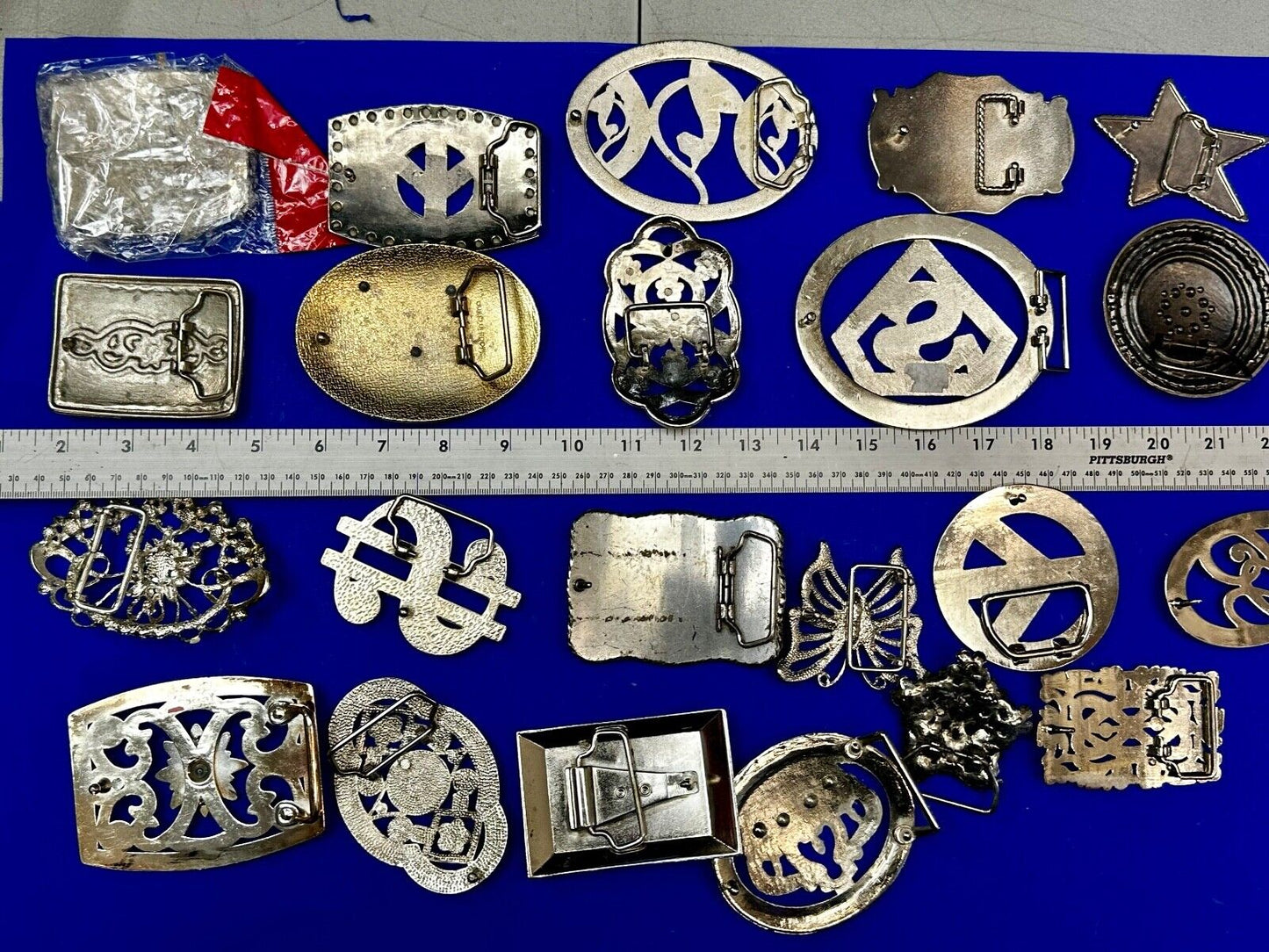 22 Bulk Lot Junk Drawer Grab Bag of REPAIR Belt Buckle - Missing Rhinestone's