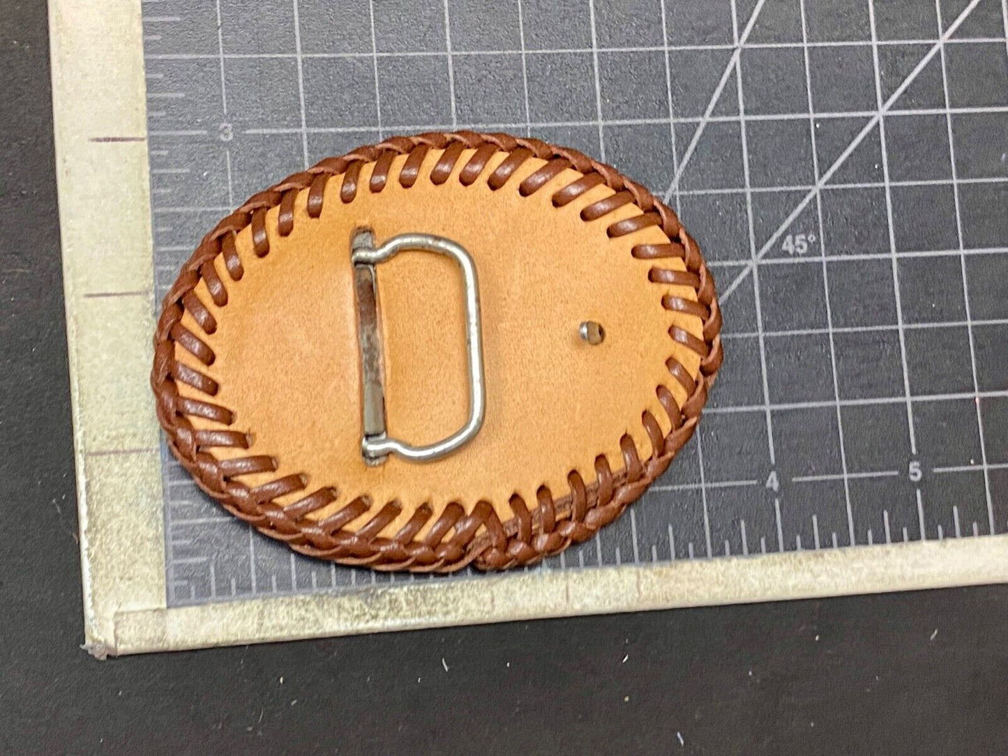 Vintage Cowboy Hat On Hand Stitched Leather Western Oval Belt Buckle