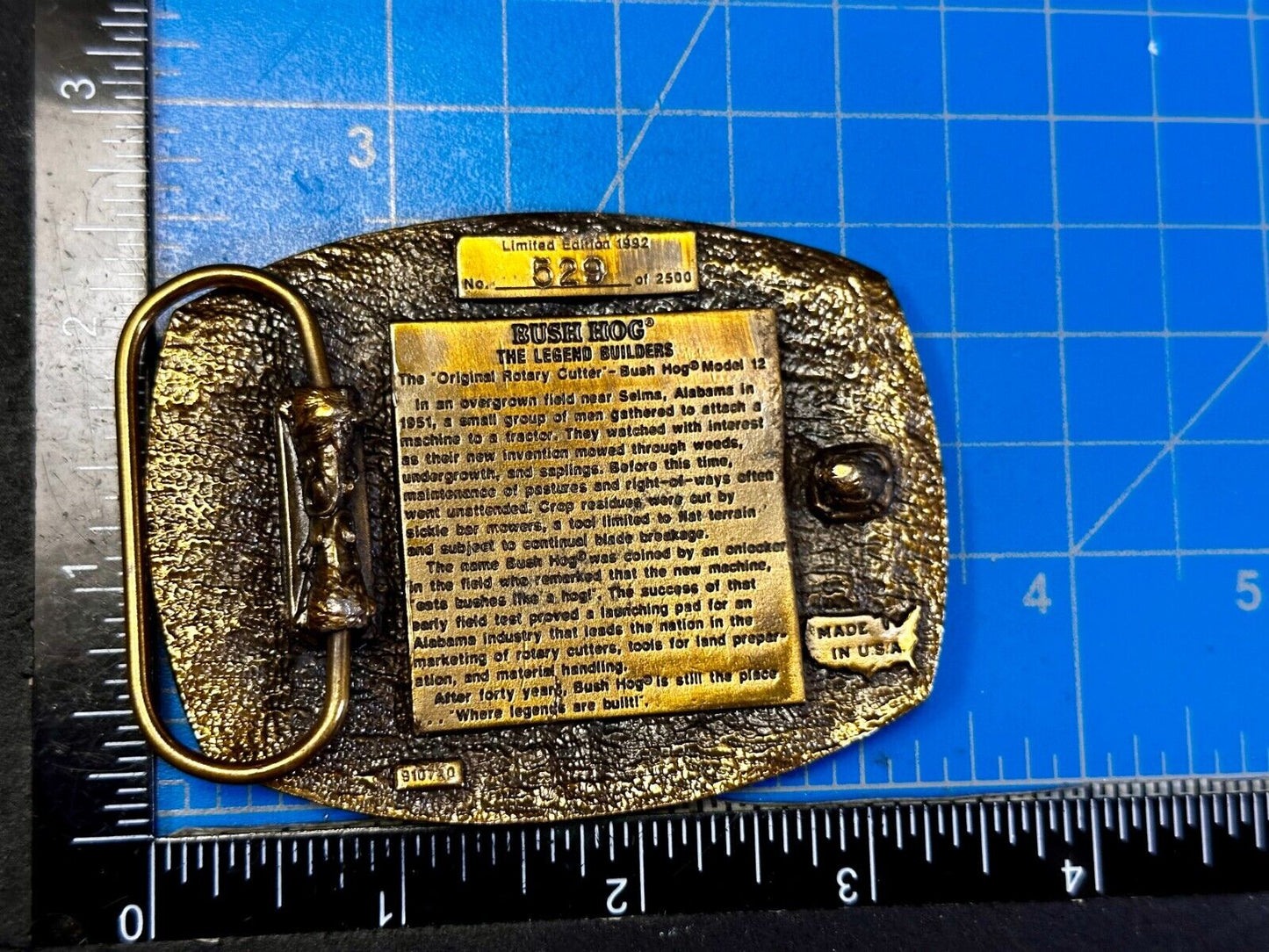 1992 Bush Hog The Legend Agriculture Machine Co. Commemorative Belt Buckle