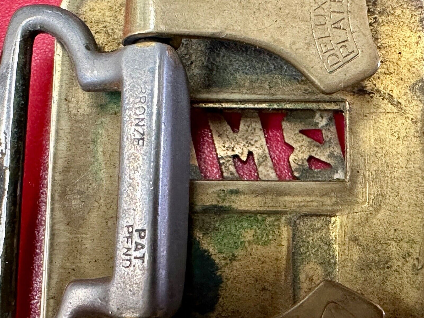 Vintage Art Deco Initials BMC belt buckle Deluxe Plate by Swank