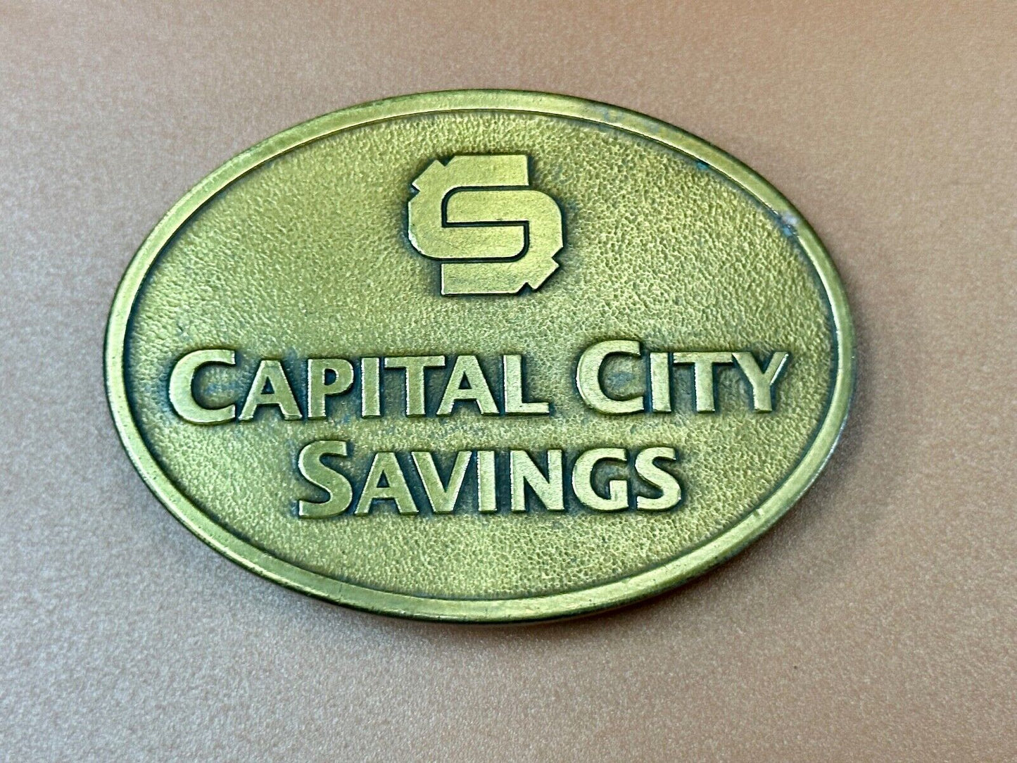 Vintage Capitol City Savings Bank Promo Advertising belt buckle by Magnum Opus