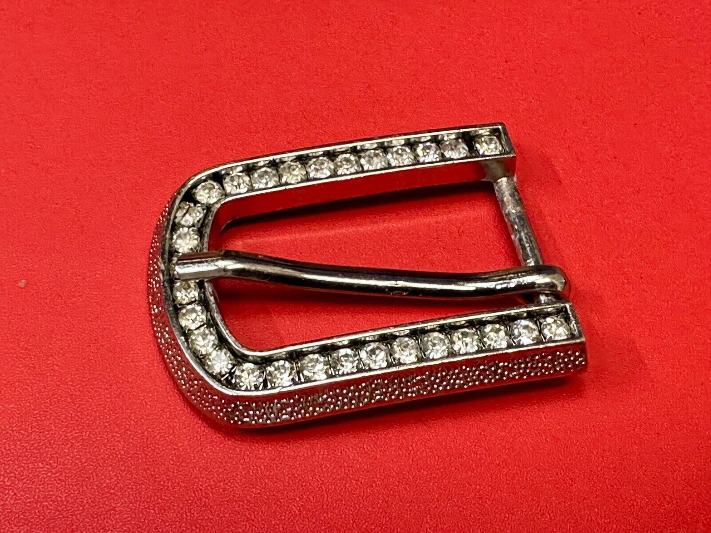 2" wide silver tone Rhinestone accented replacement belt buckle
