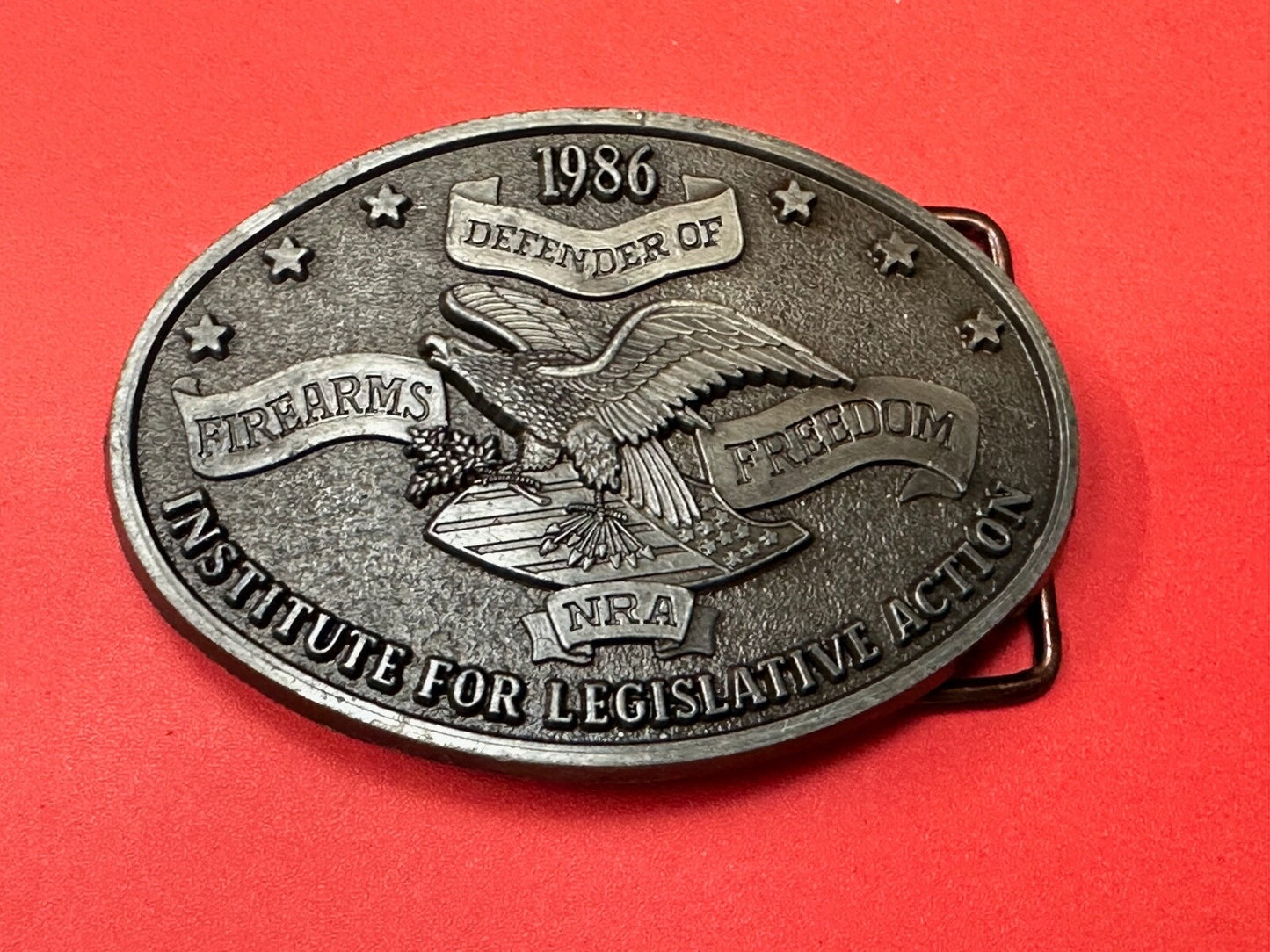 1986 NRA National Rifle Association Firearms Freedom Vintage ILA belt buckle