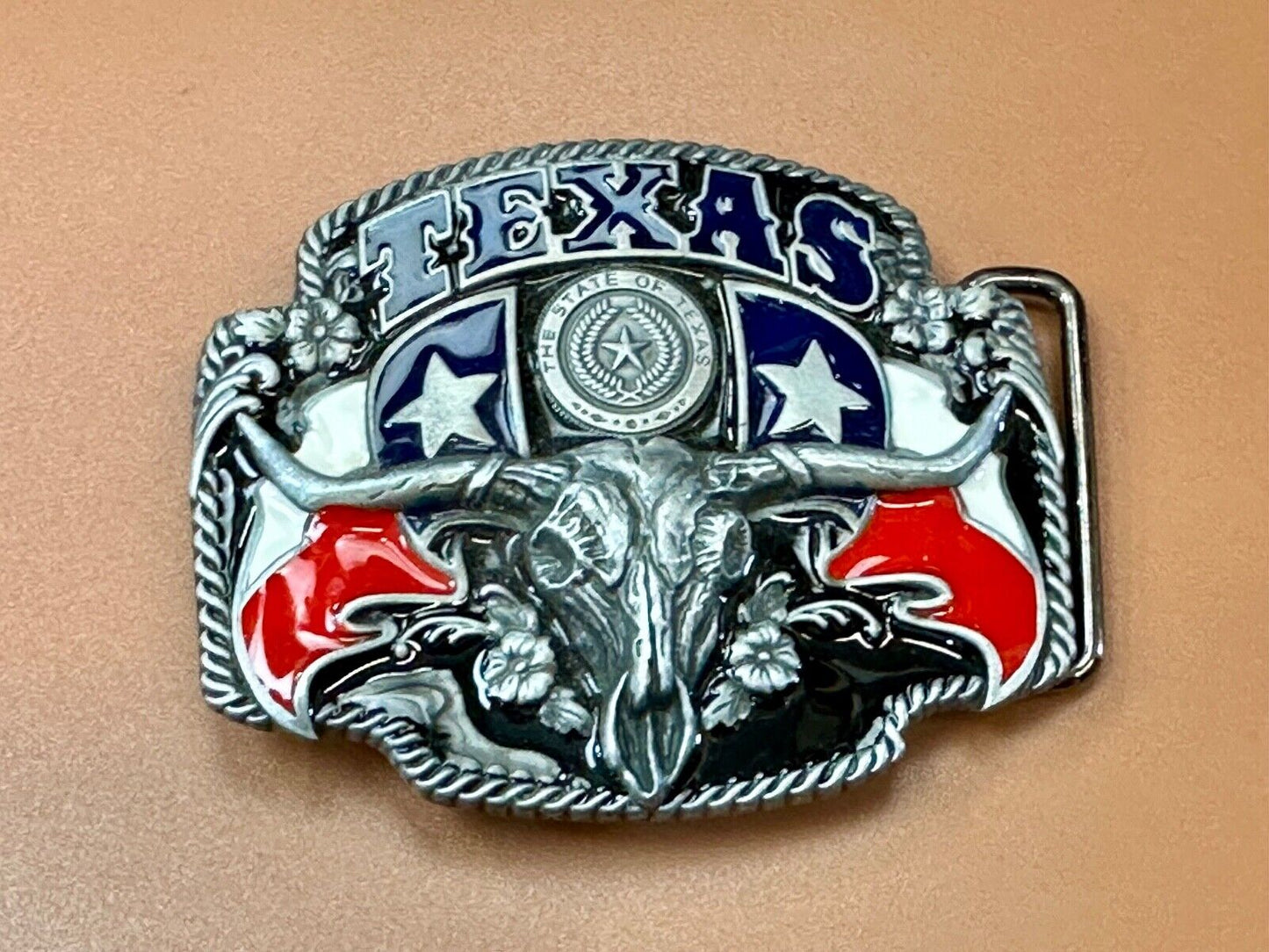 Texas longhorn - Raised dimensional everything tx belt buckle - Star Flag Rodeo