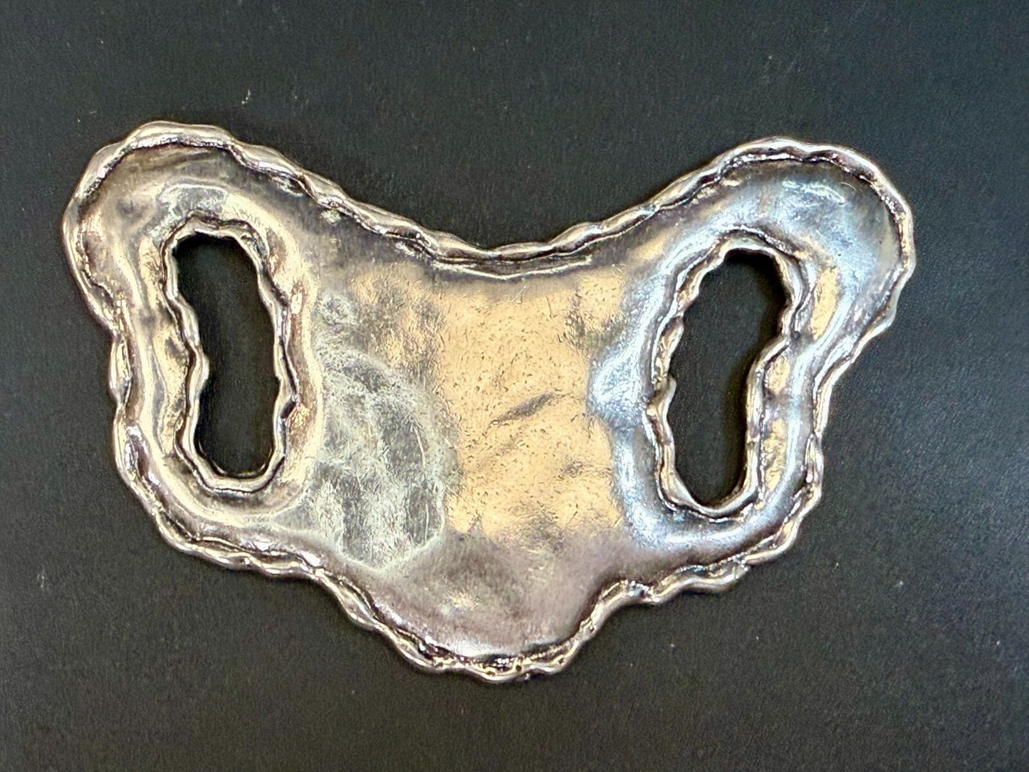 Textured Metal Statement Silver Tone Hippy Vibe Large Scarf Belt Slide Buckle