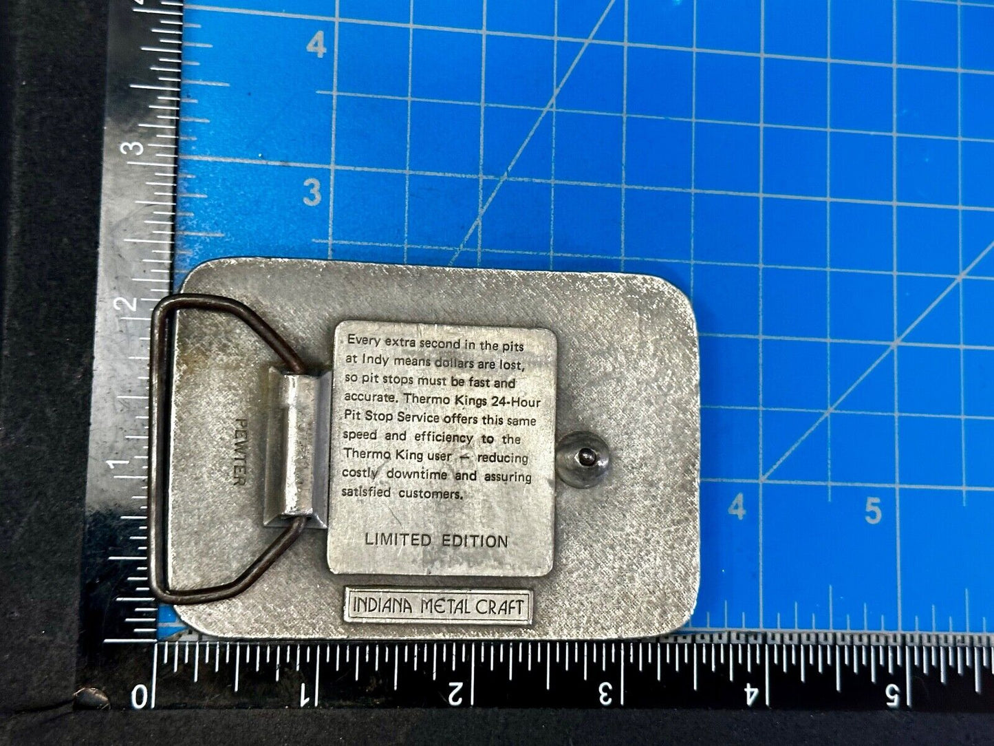 TK Thermo King - Indy Motor Speedway 24 hour pit stop Vintage Belt Buckle