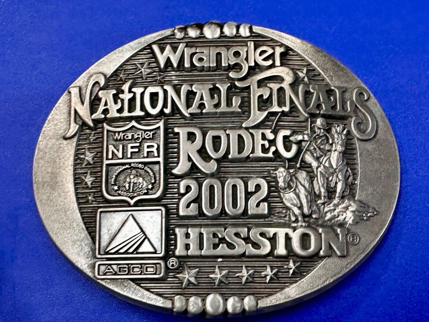 2002 Wrangler Hesston NFR National Finals Rodeo Montana Silversmiths Belt Buckle