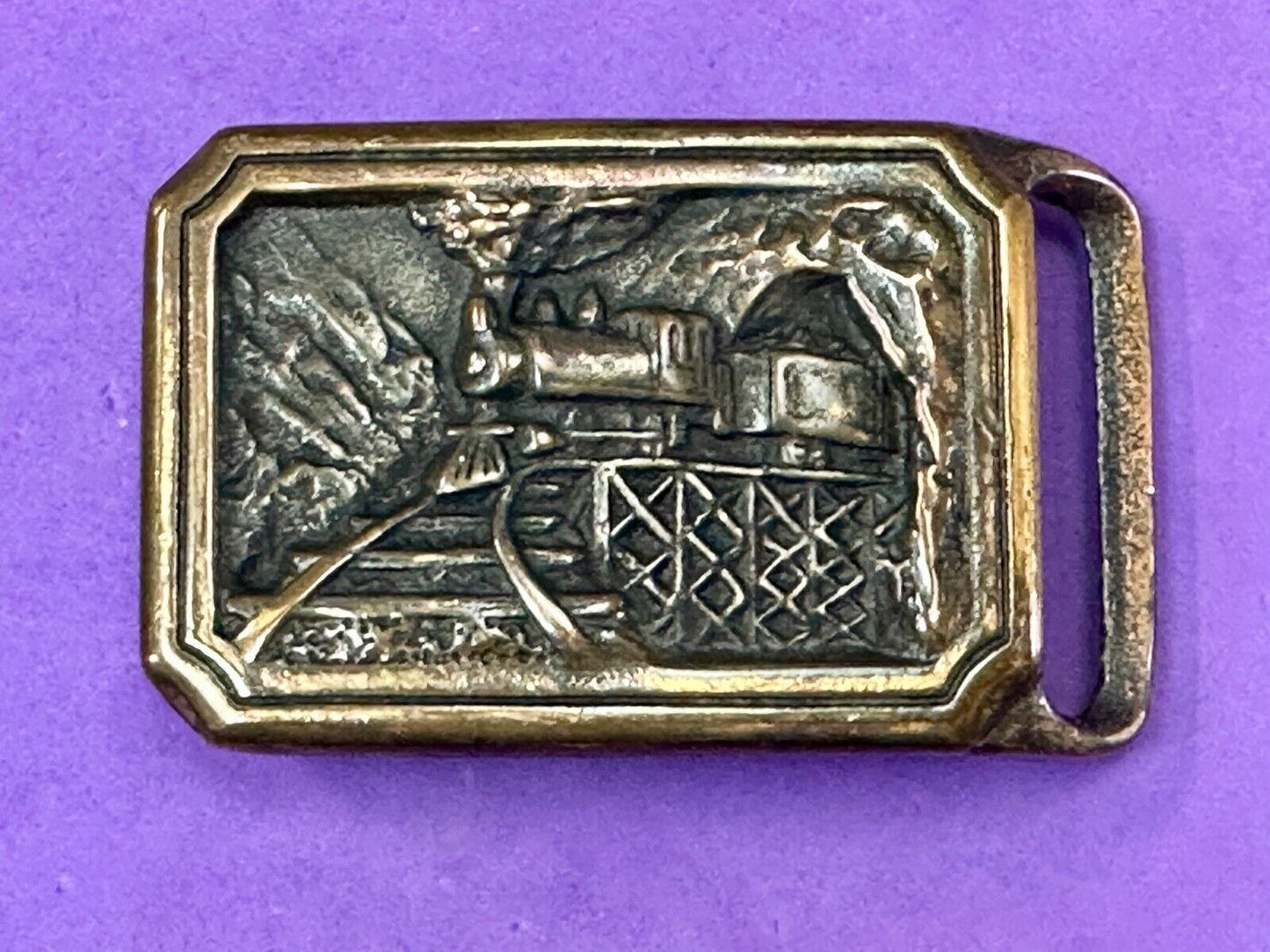 T.E.Express Tech Ether Guild Steam Locomotive Train Railroad vintage belt buckle