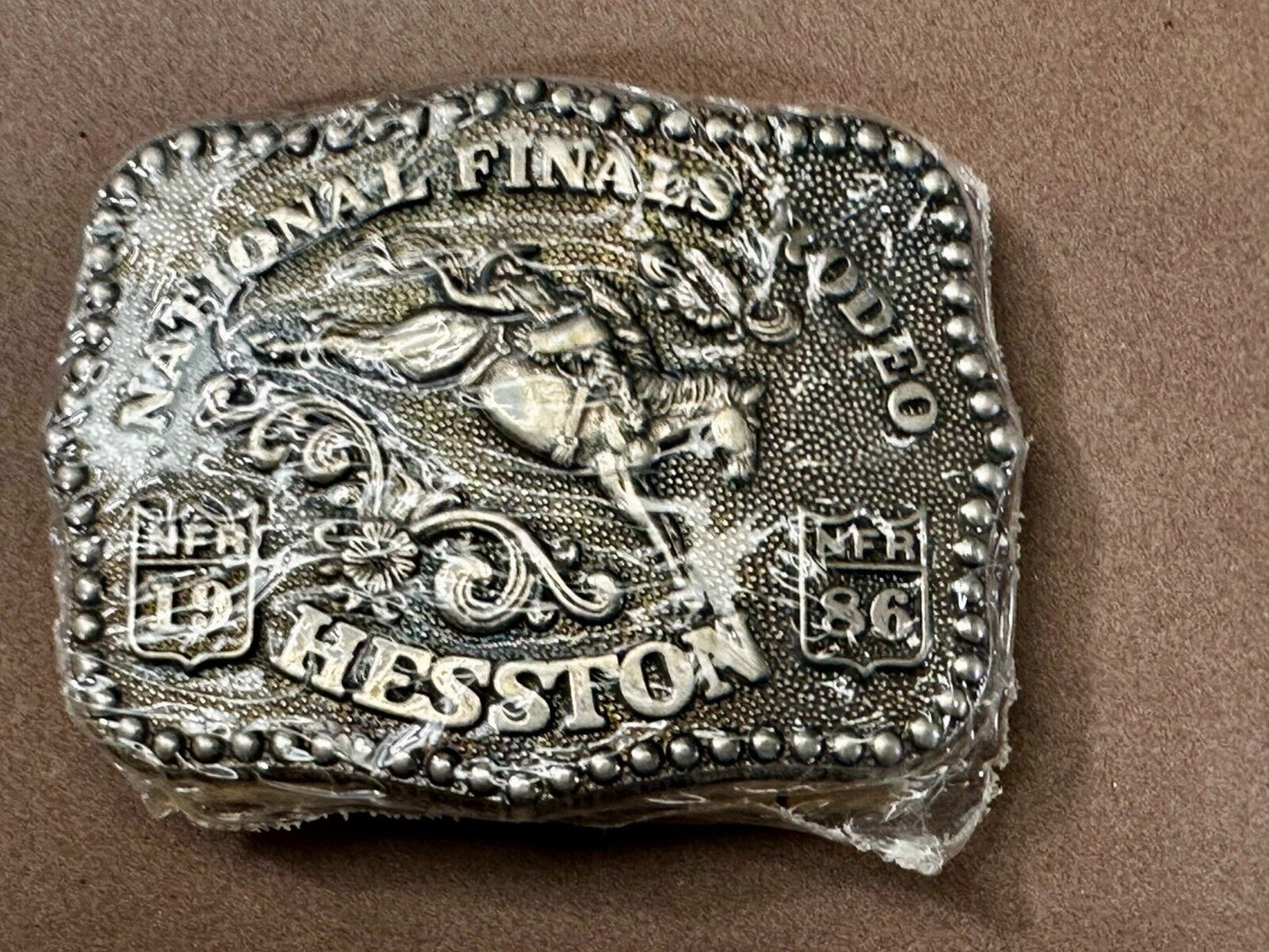 1986 Hesston National Finals Rodeo NFR Cowboys Youth Size NOS Belt Buckle