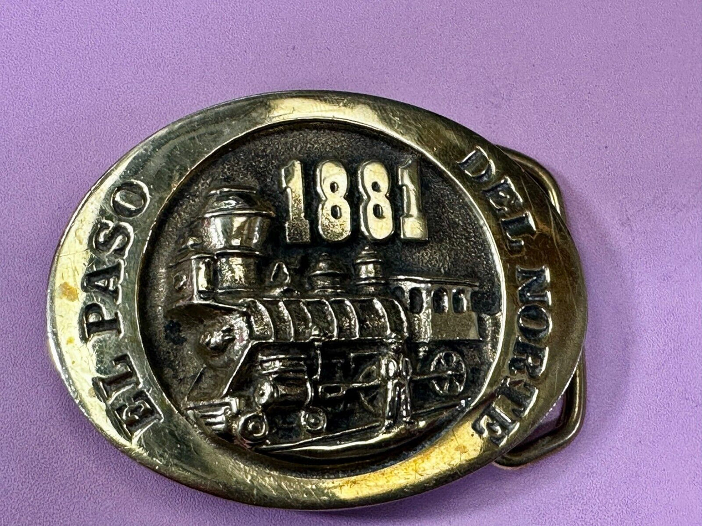 Train Engine El Paso Del Norte 1881 Rail Road Locomotive Solid Brass Belt Buckle