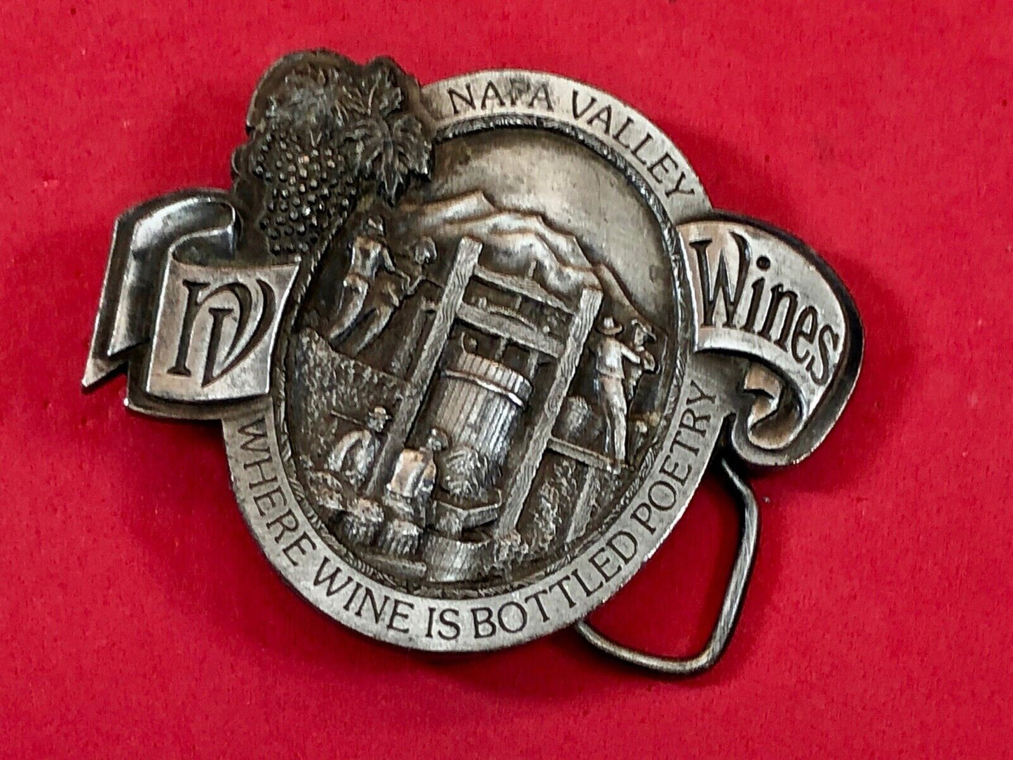 Vintage 1976 Napa Valley Bottling Ca belt buckle -Where Wine is Bottled Poetry