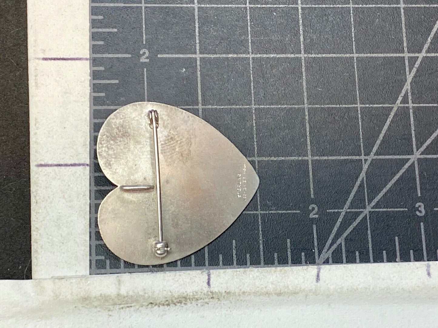Vintage Heart Shaped Sterling Silver 925 Brooch Pin with Leaf and Pearl 12K GP