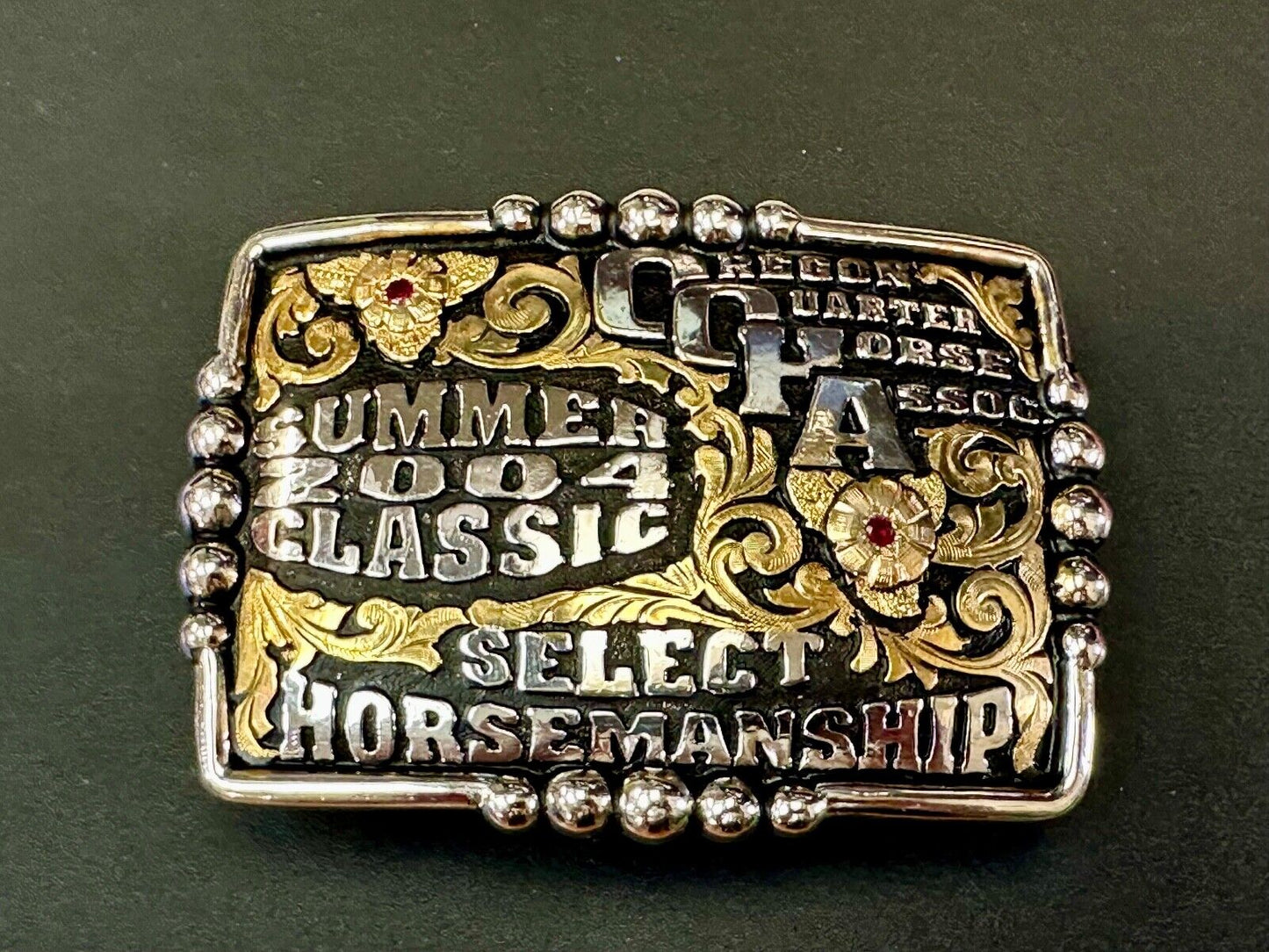 2004 Classic Select horsemanship CQHA Trophy belt buckle by Bob Berg