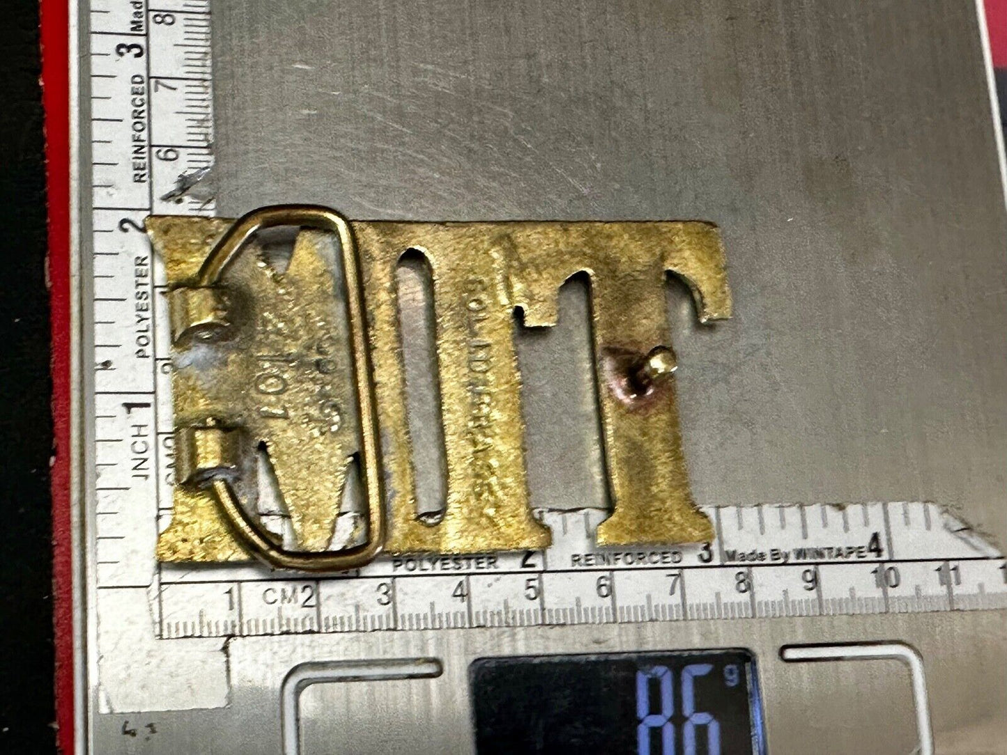 TIM - Custom Name cutout block letters Solid Brass Belt Buckle