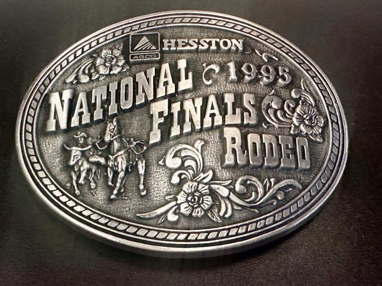 1995 ADM Hesston NFR National Finals Rodeo Cowboys Western Belt Buckle