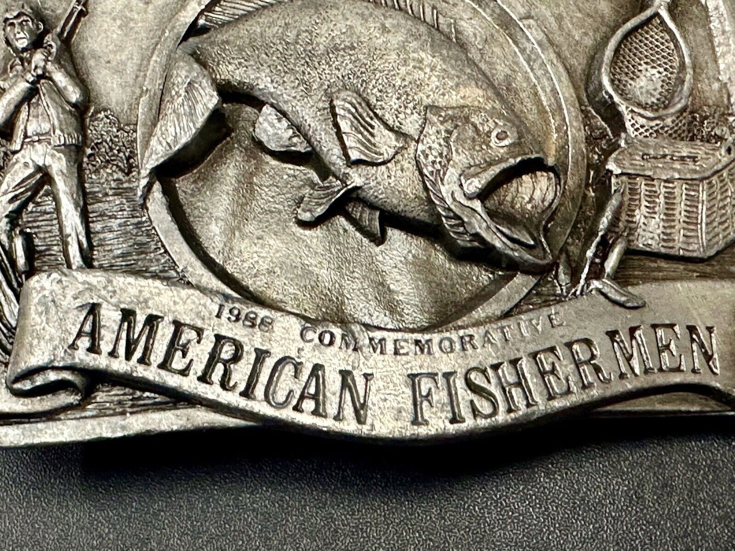 1988 American Fisherman Commemorative Arroyo Grande Fish Sport belt buckle