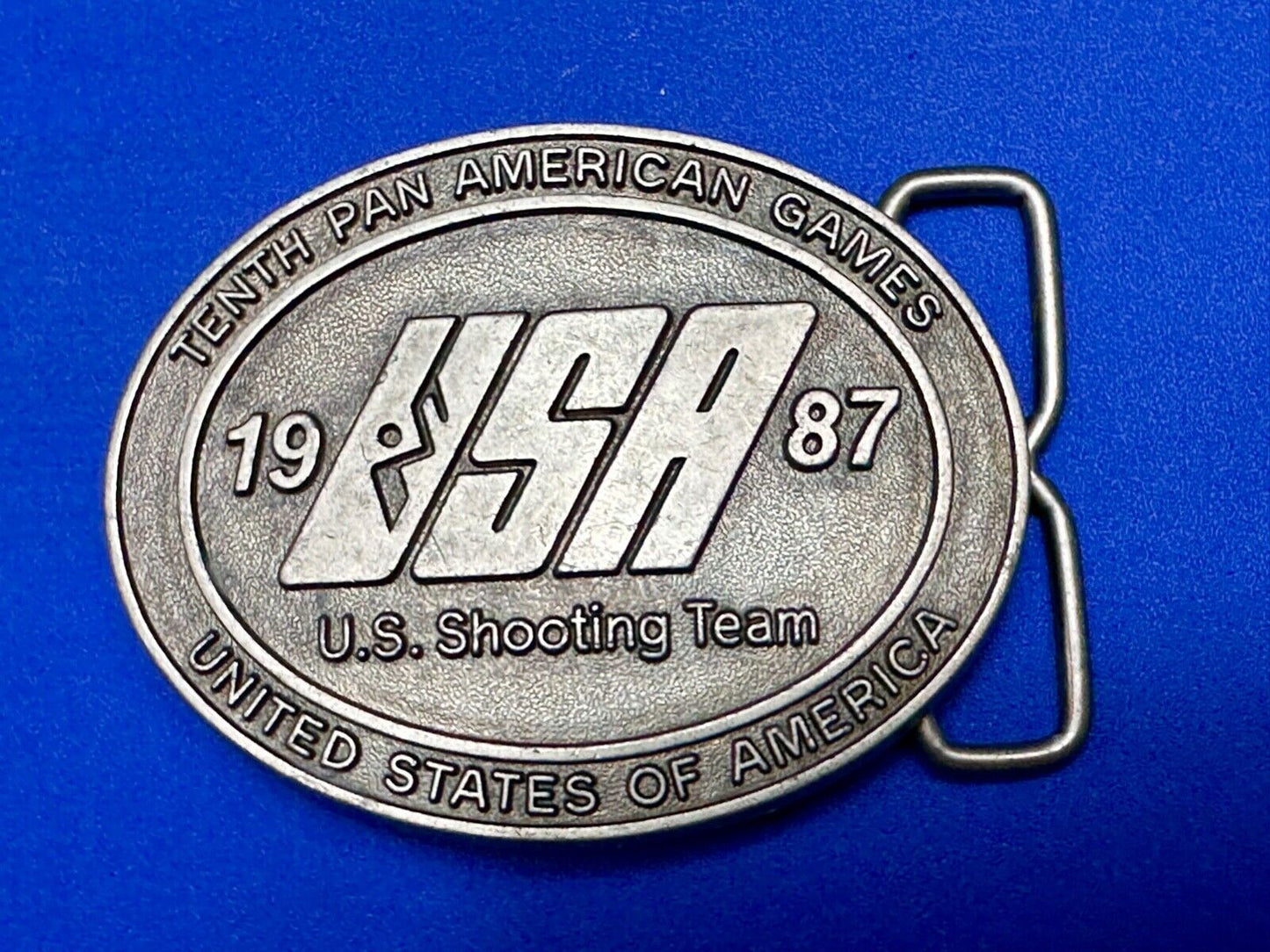 1987 US olympic shooting team olympics 10th Pan Am Games belt buckle