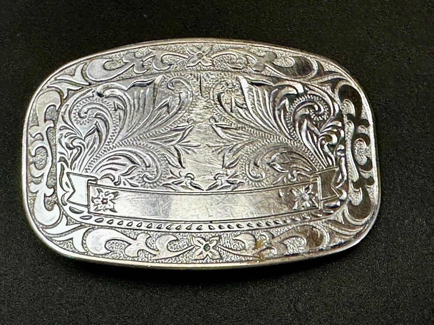Vintage Blank Award Ribbon Rodeo Trophy Style Ornate Belt Buckle to engrave