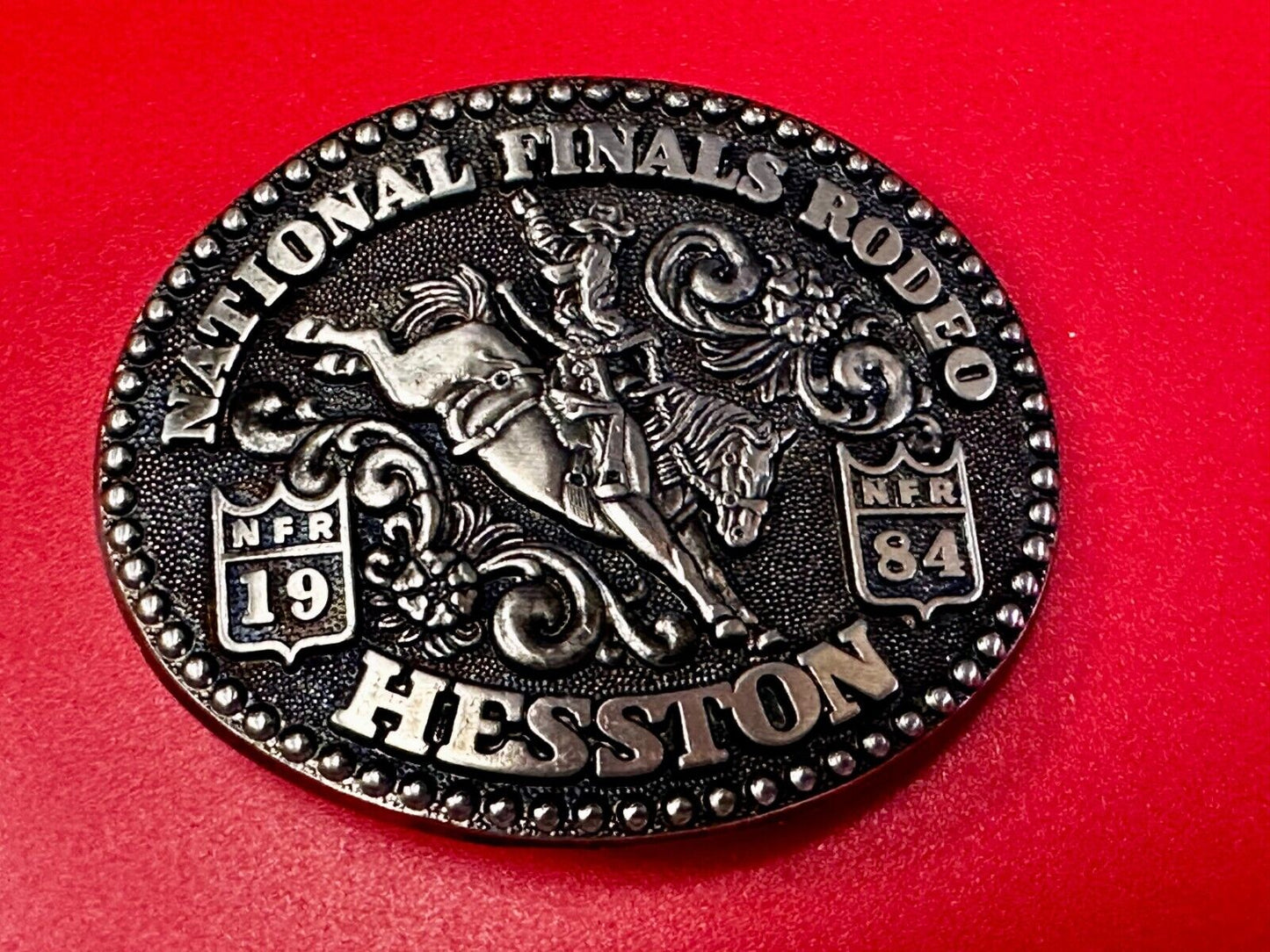 1984 Hesston NFR National Finals Rodeo YOUTH SIZE Western Collectors Belt Buckle