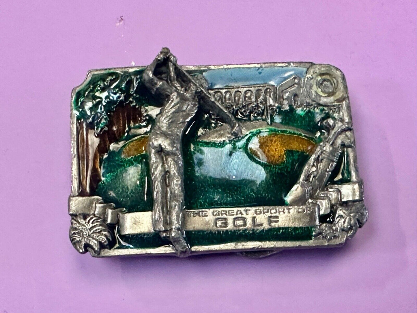 The Great Sport of Golf belt buckle - ball to the green course par handicap L-86
