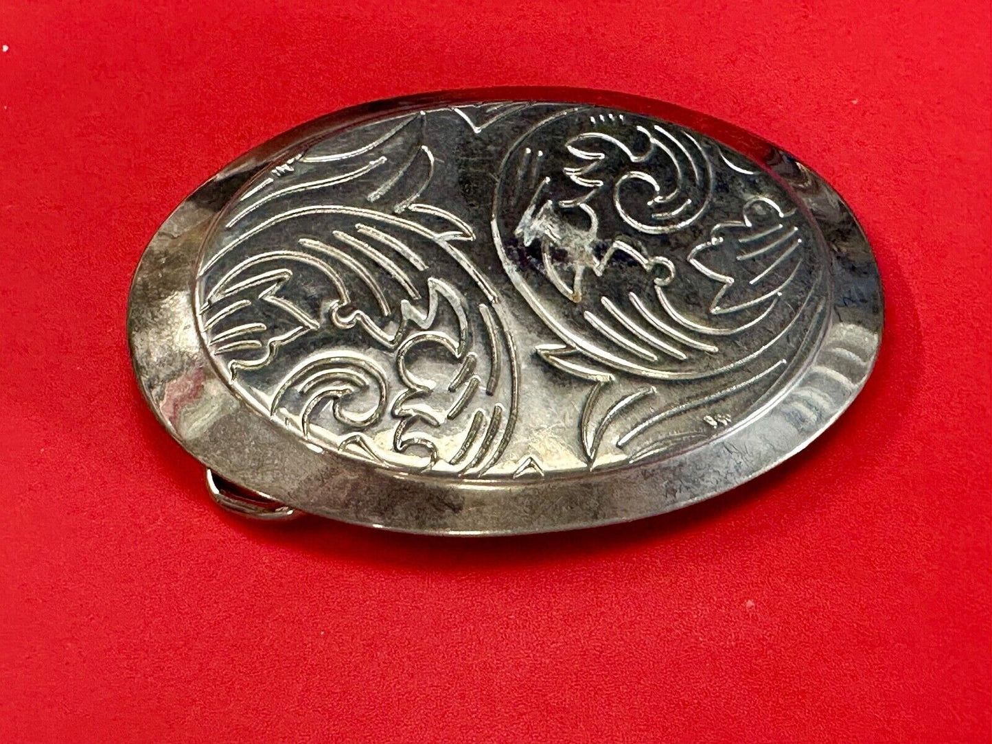 Vintage Engraved vintage western flower swirl design oval belt buckle