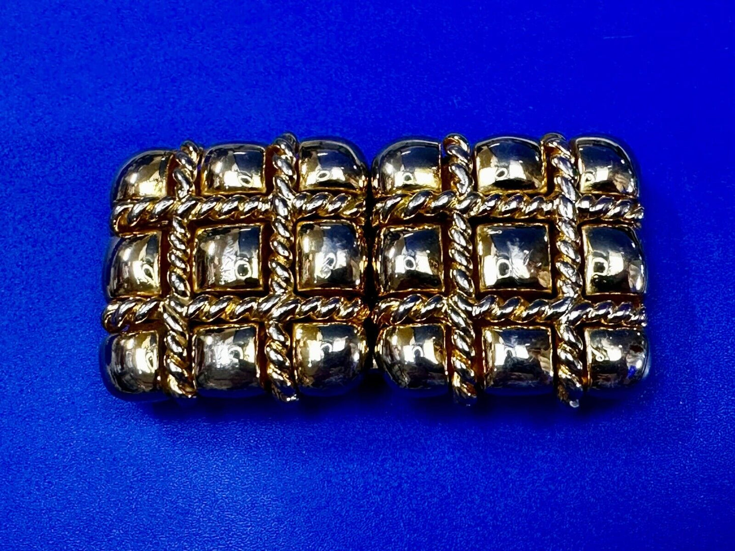 Tic Tax Toe Square Two Piece Interlocking Gold Tone Vintage Paquette Belt Buckle