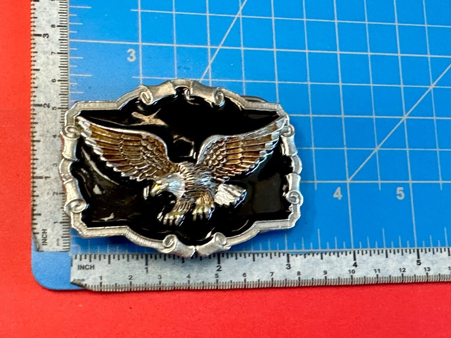 Vintage Majestic Eagle western framed on black background belt buckle