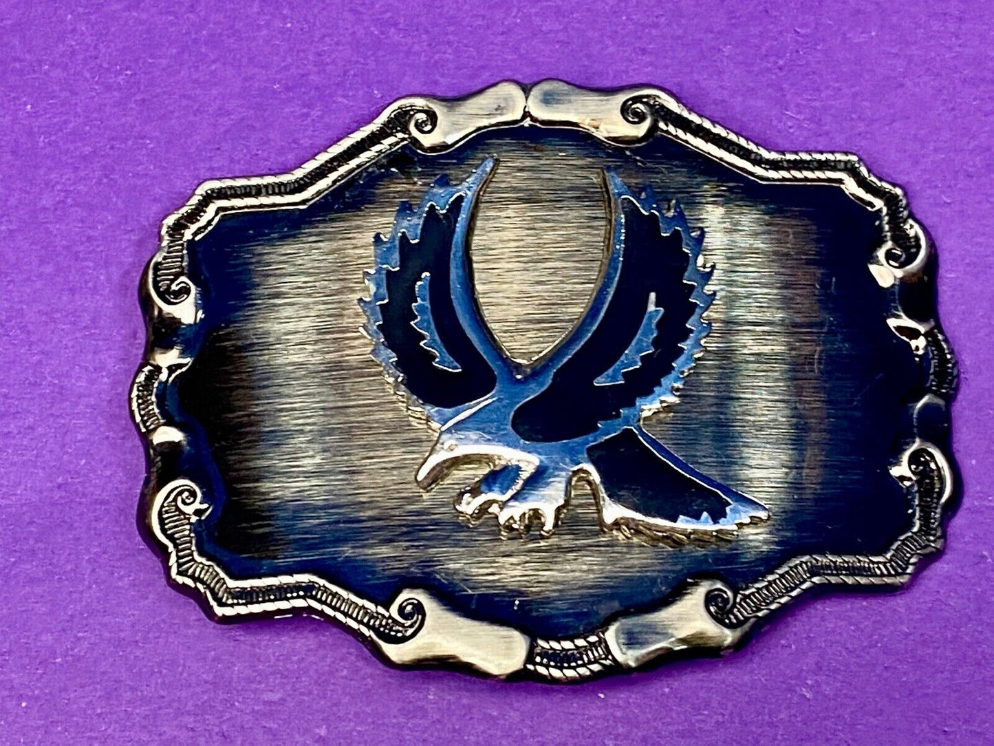 VIntage EAGLE enamel filled western framed belt buckle