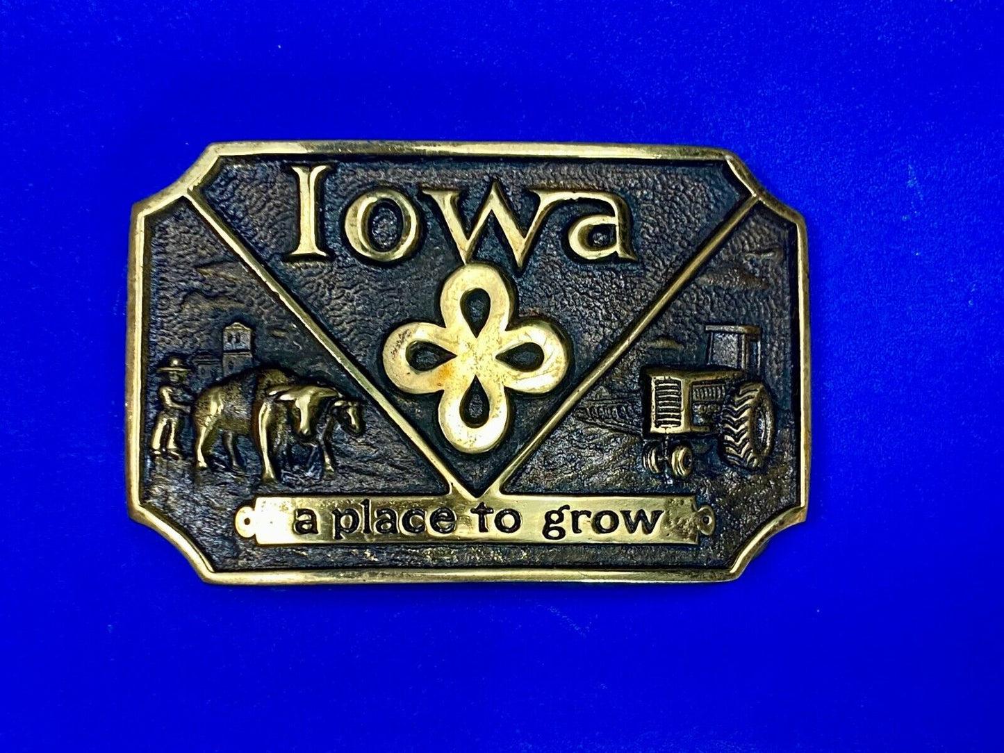 The State Of Iowa, A Place To Grow! Farming Belt Buckle Heritage Mint Ltd