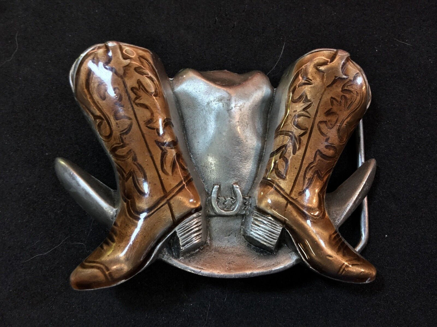 1995 Gap Cowboy Hat & Boots Western, rodeo Horse Shoe Belt. QUALITY!