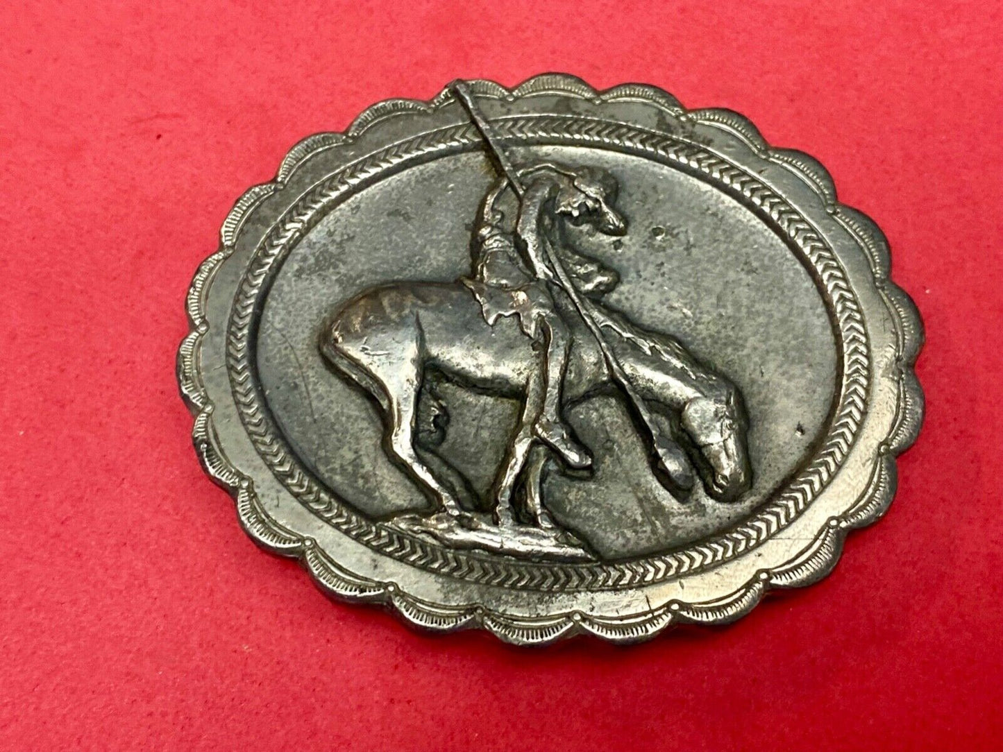 The Saga of the Native American Indian End of the Trial western belt buckle