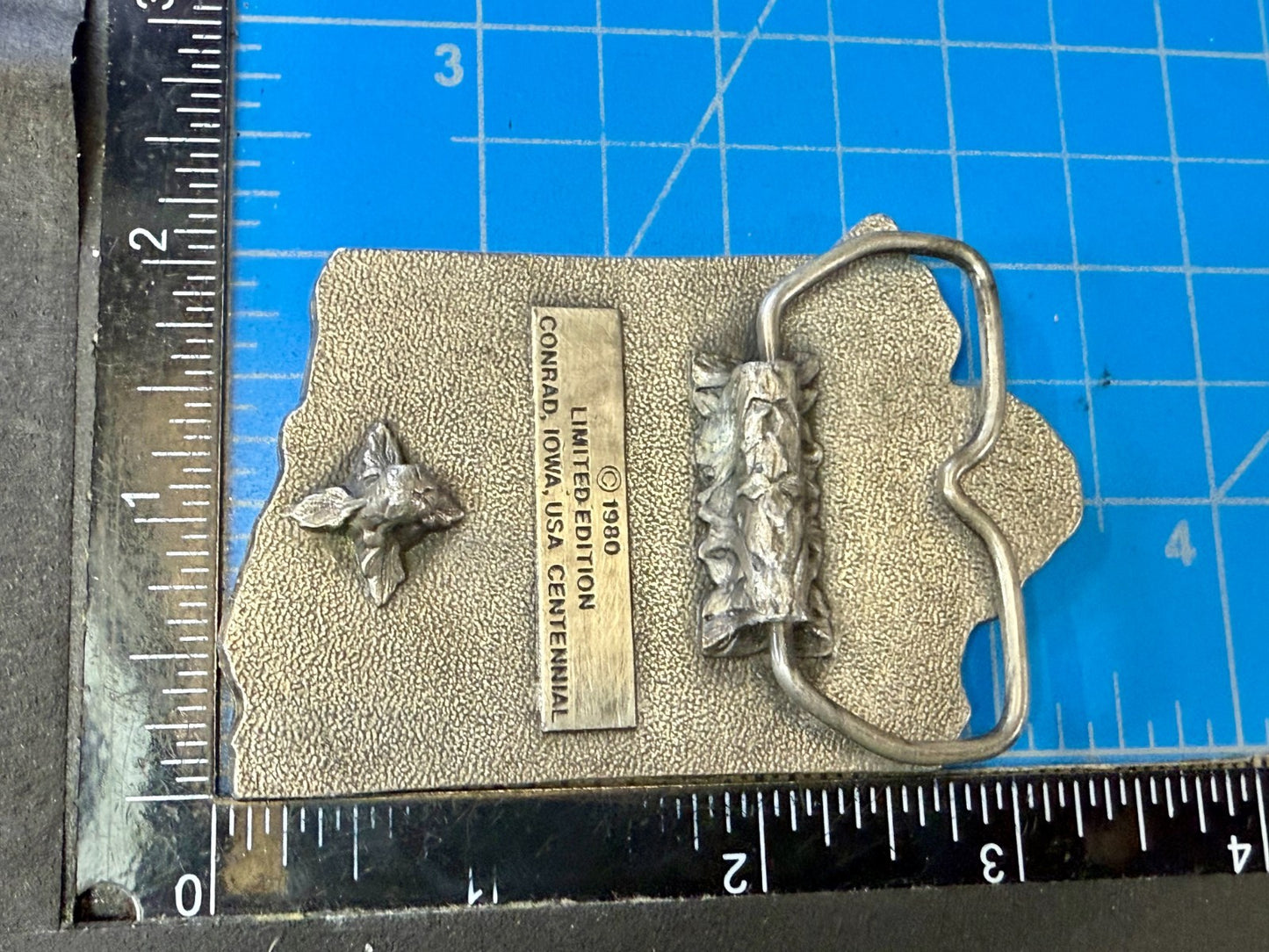 Black Dirt Capital of the World Conrad Iowa 1880-1980 Centennial Belt Buckle