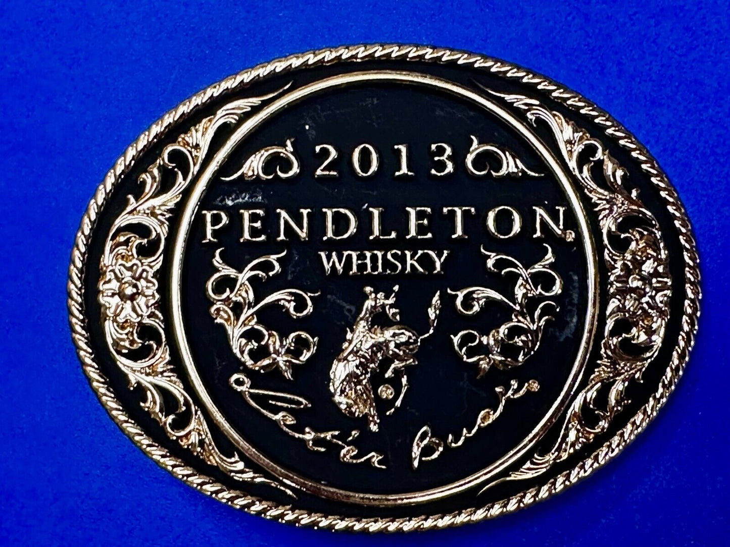 2013 Pendleton Whiskey Let'er Buck Rodeo Cowboy Montana Silversmiths Belt Buckle