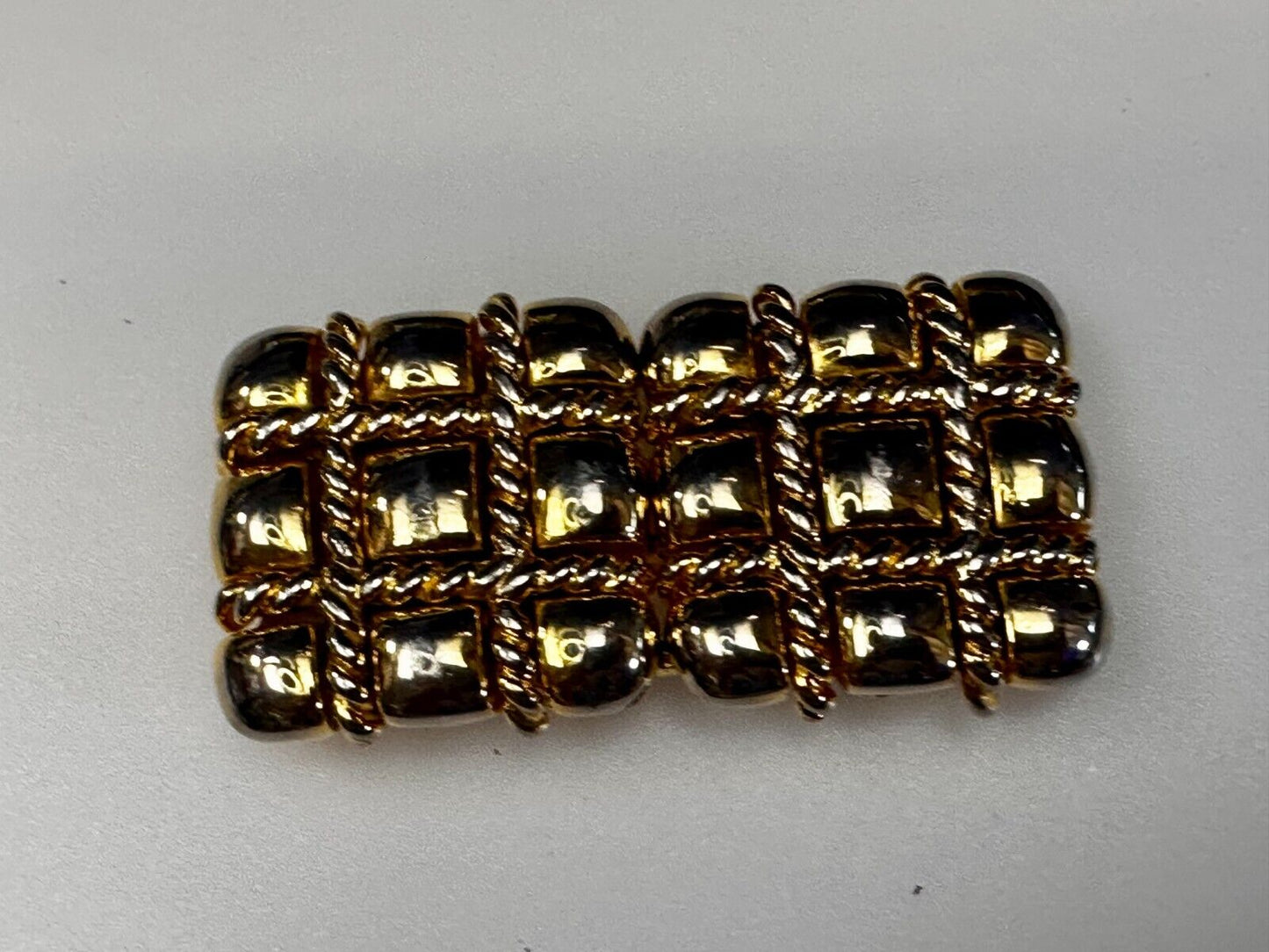 Tic Tax Toe Square Two Piece Interlocking Gold Tone Vintage Paquette Belt Buckle